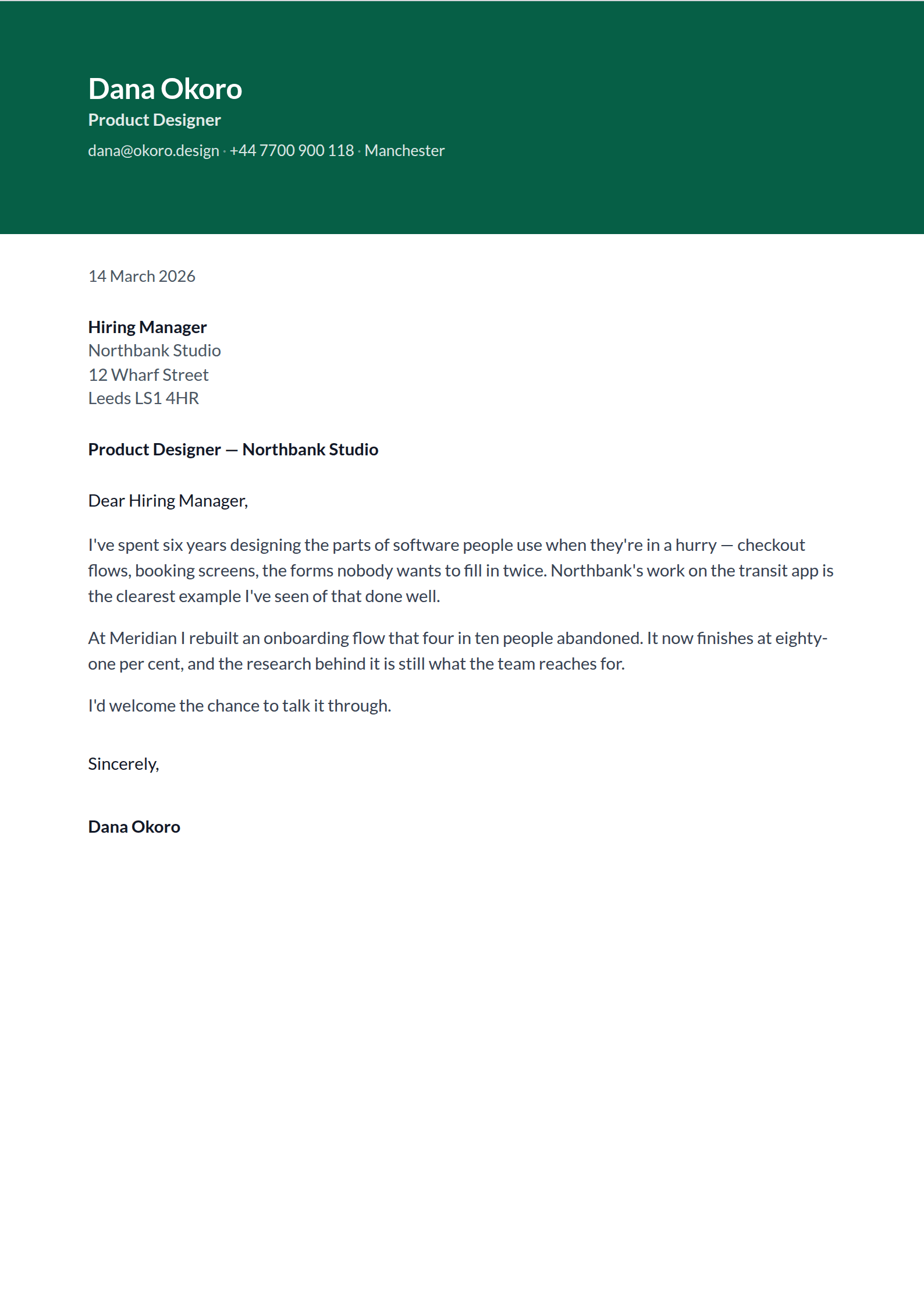 Accord cover letter template