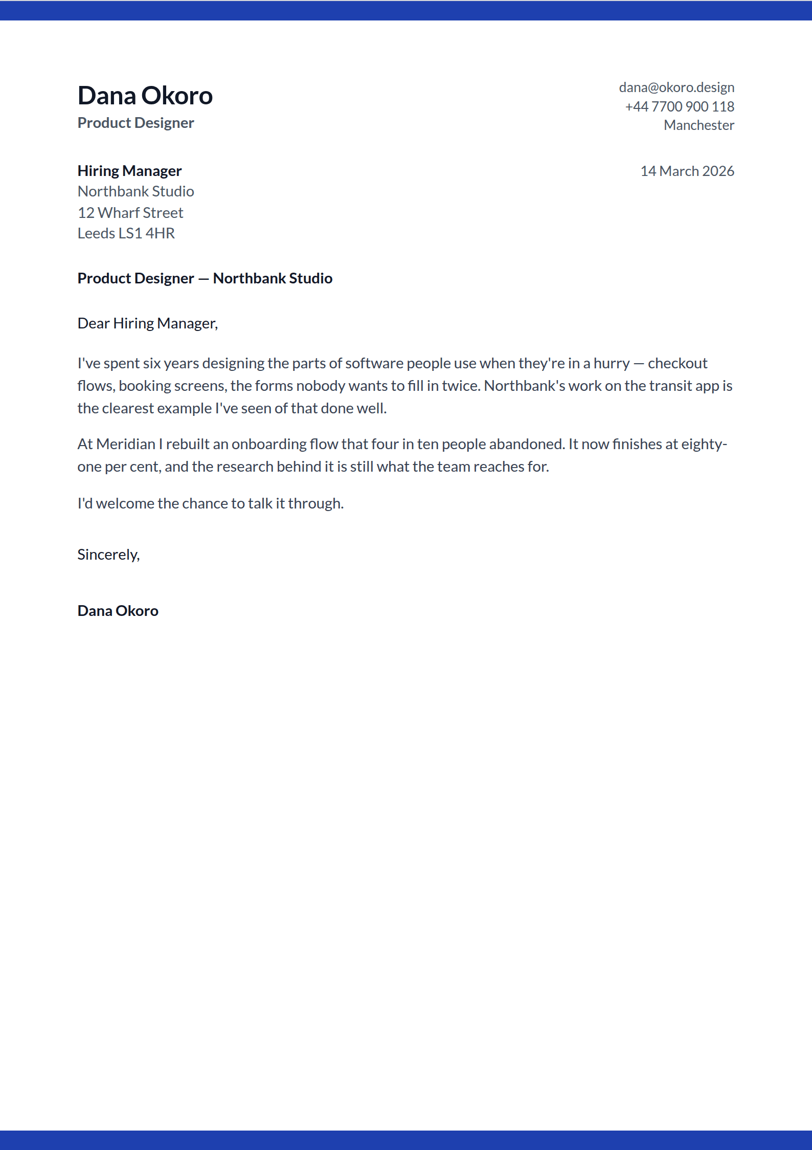 Airmail cover letter template