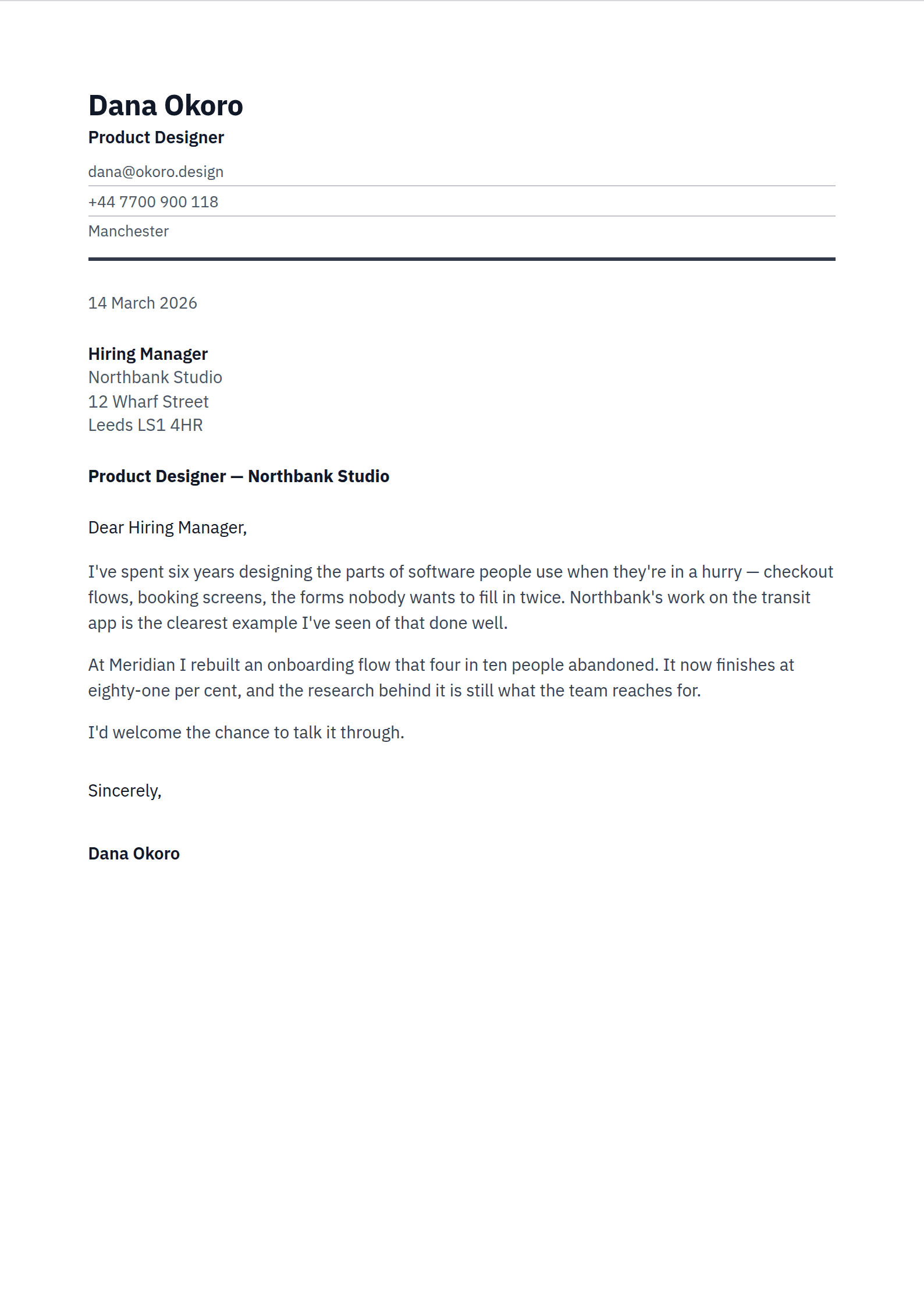 Baseline cover letter template