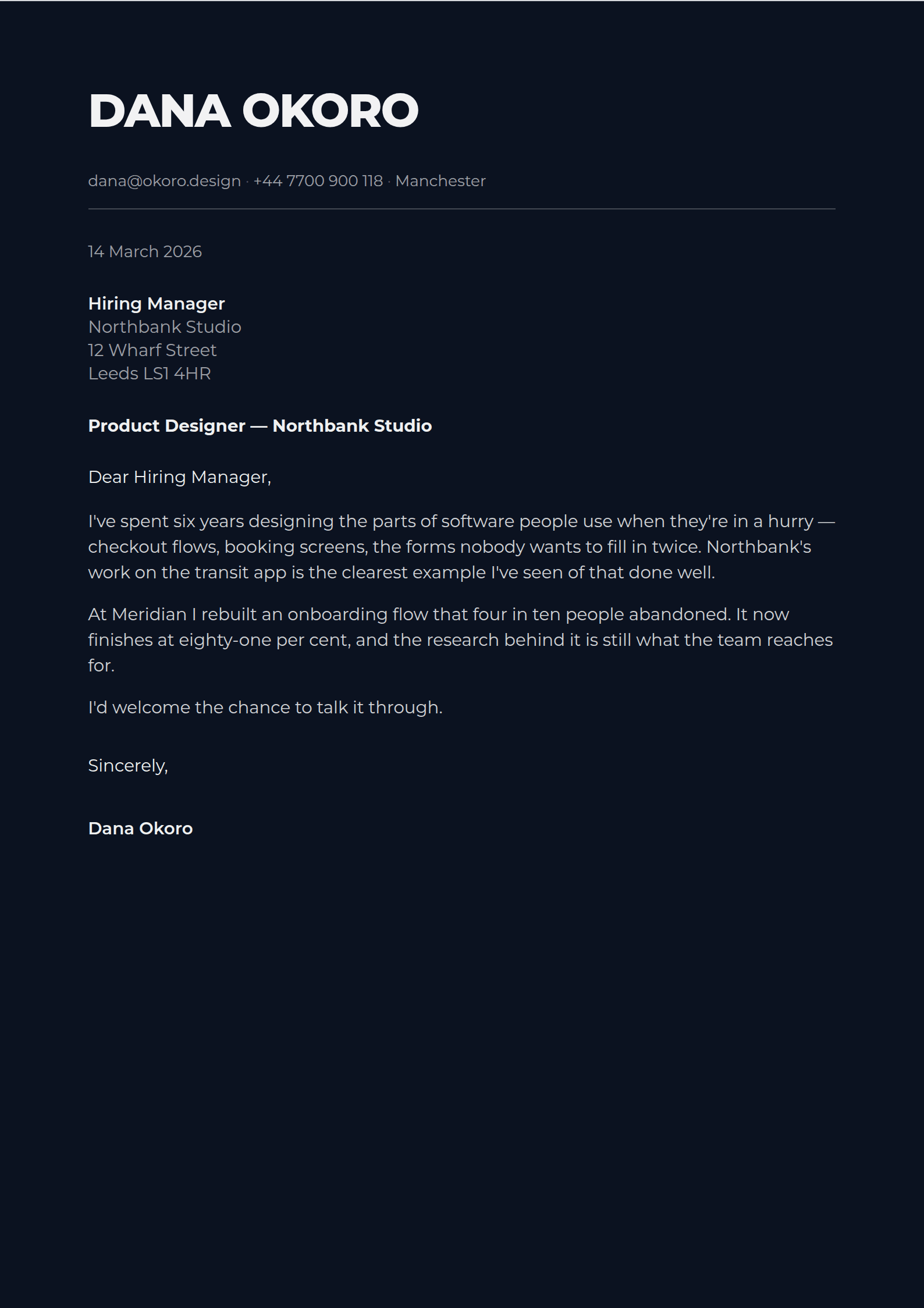 Blotter cover letter template