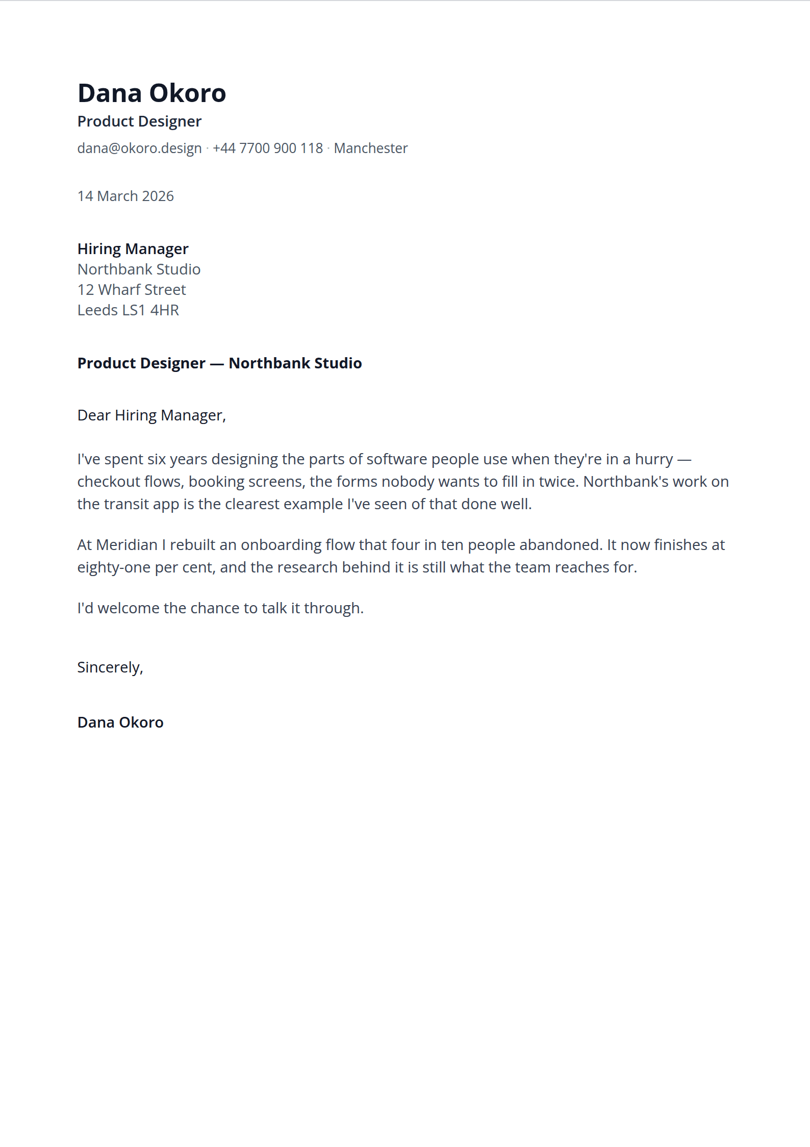 Bond cover letter template