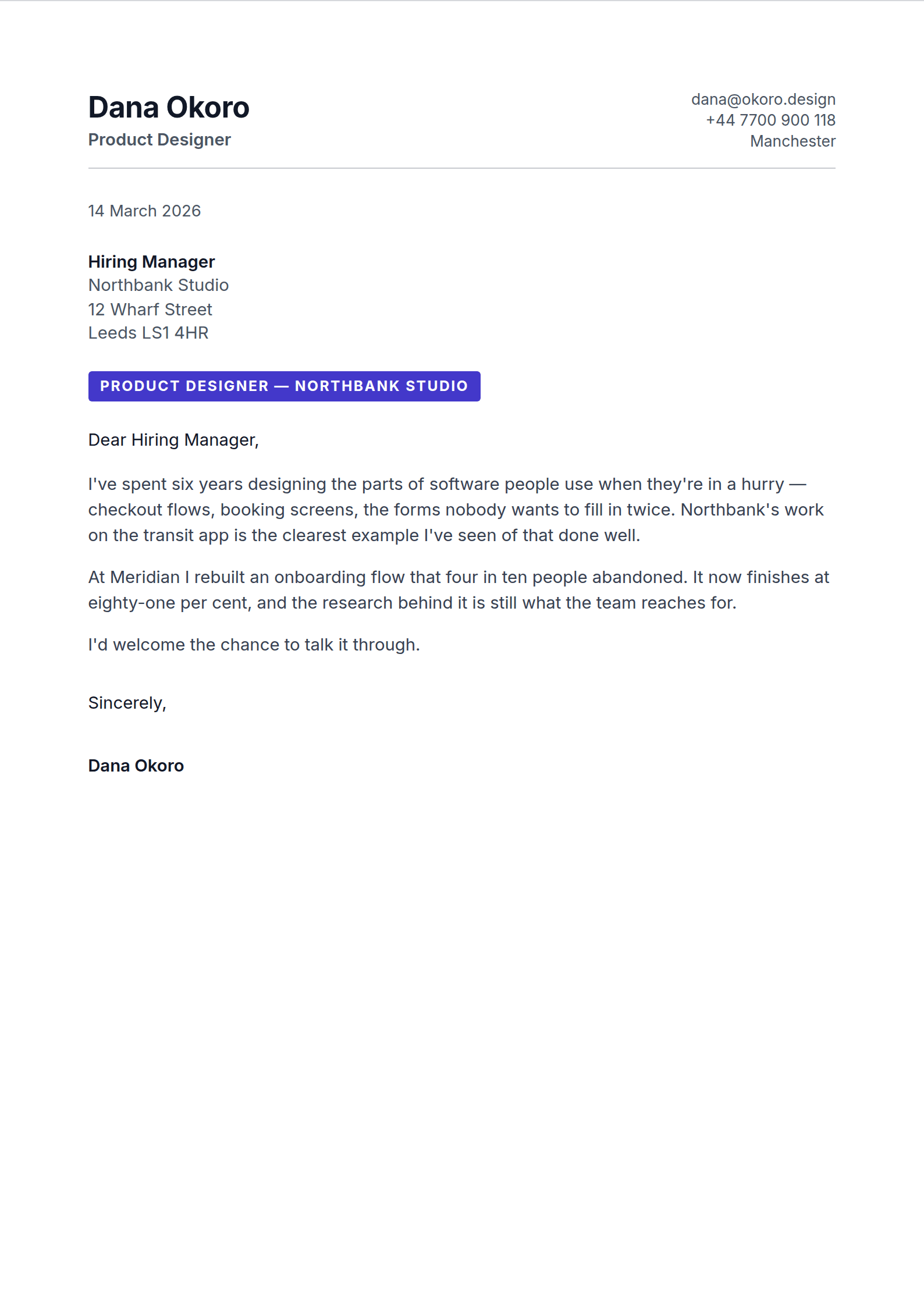 Byline cover letter template