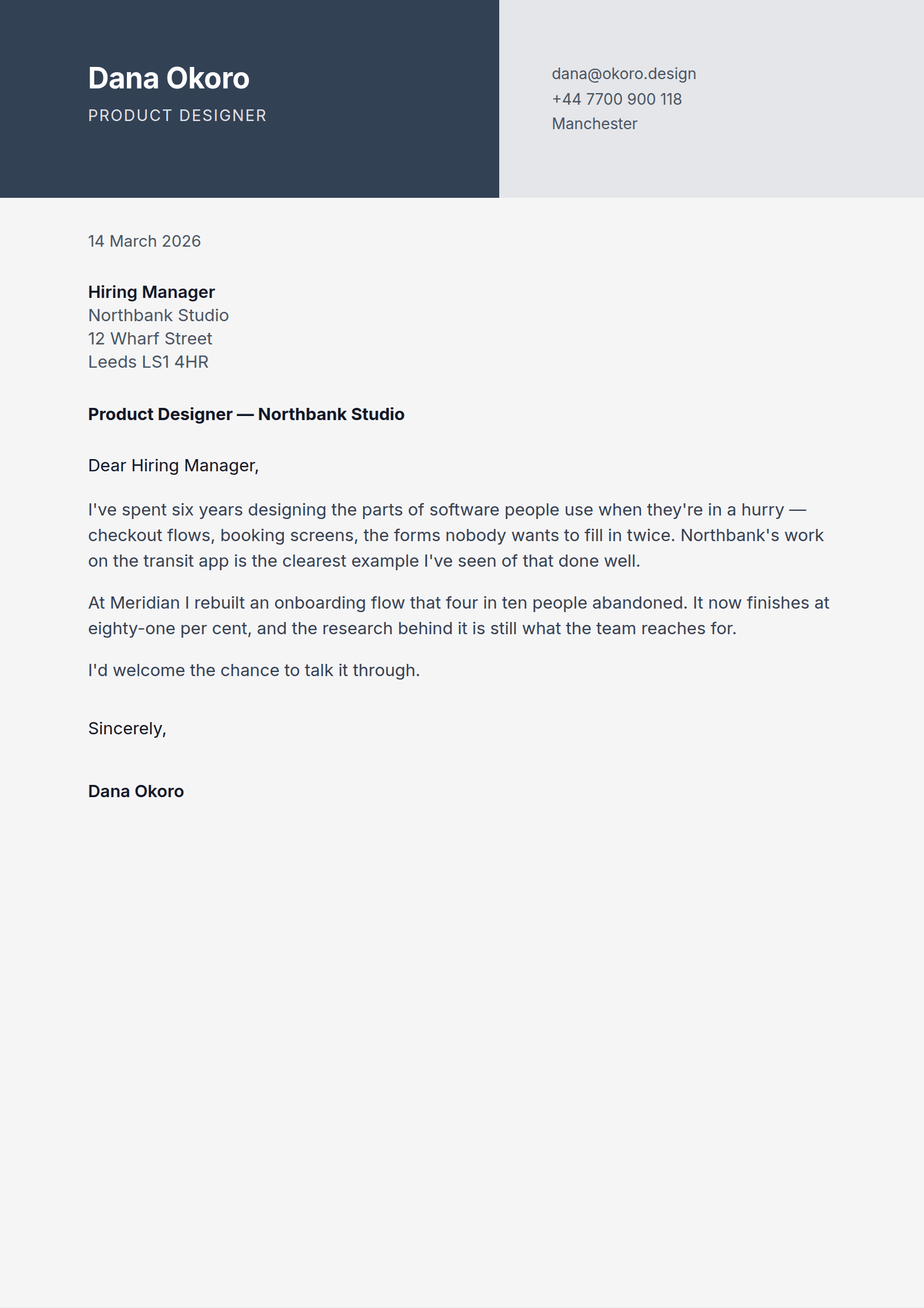Cabinet cover letter template