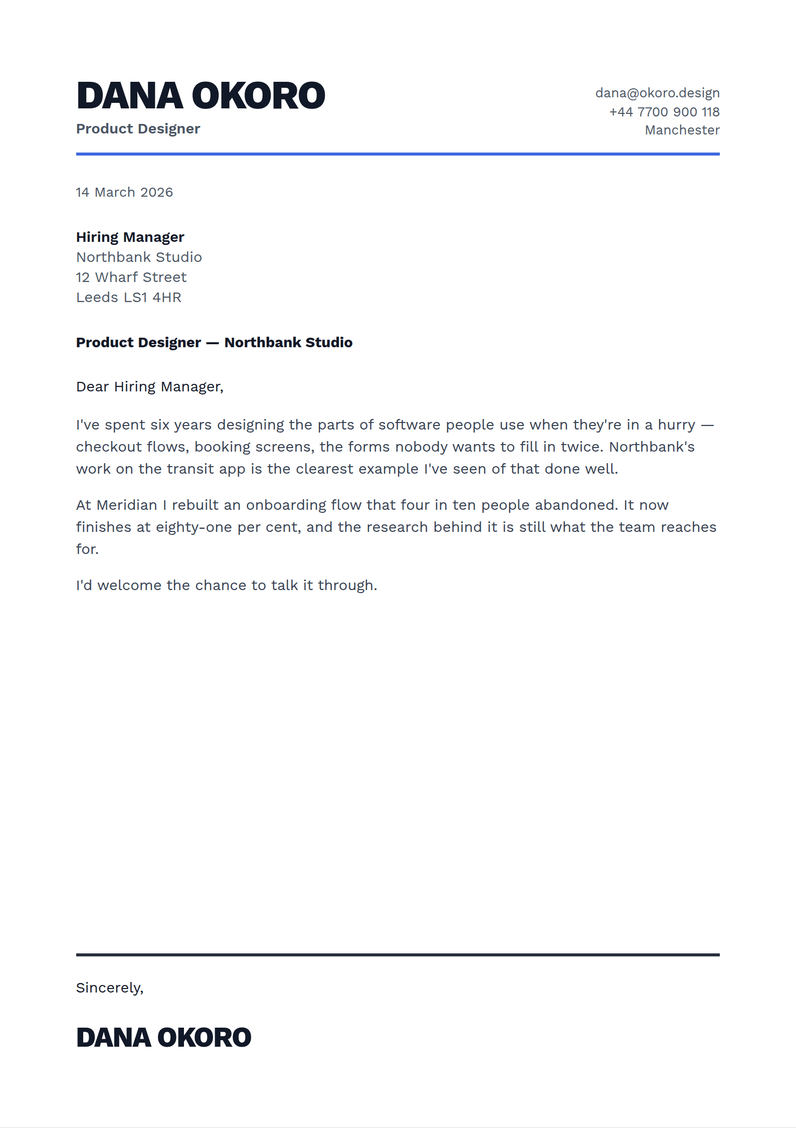 Candor cover letter template