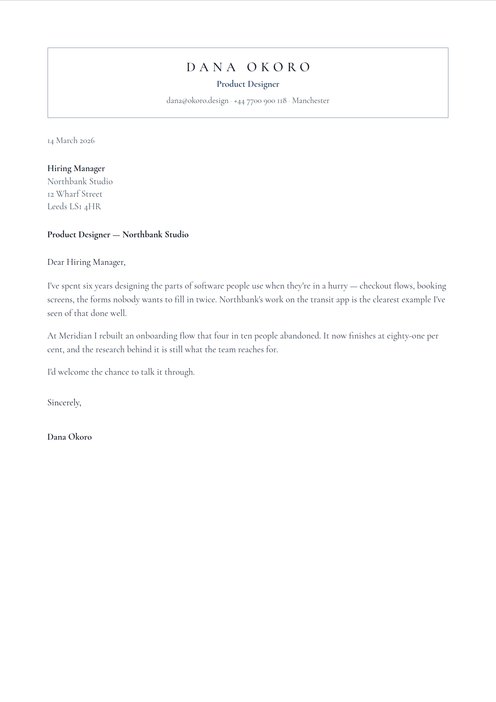 Capital cover letter template