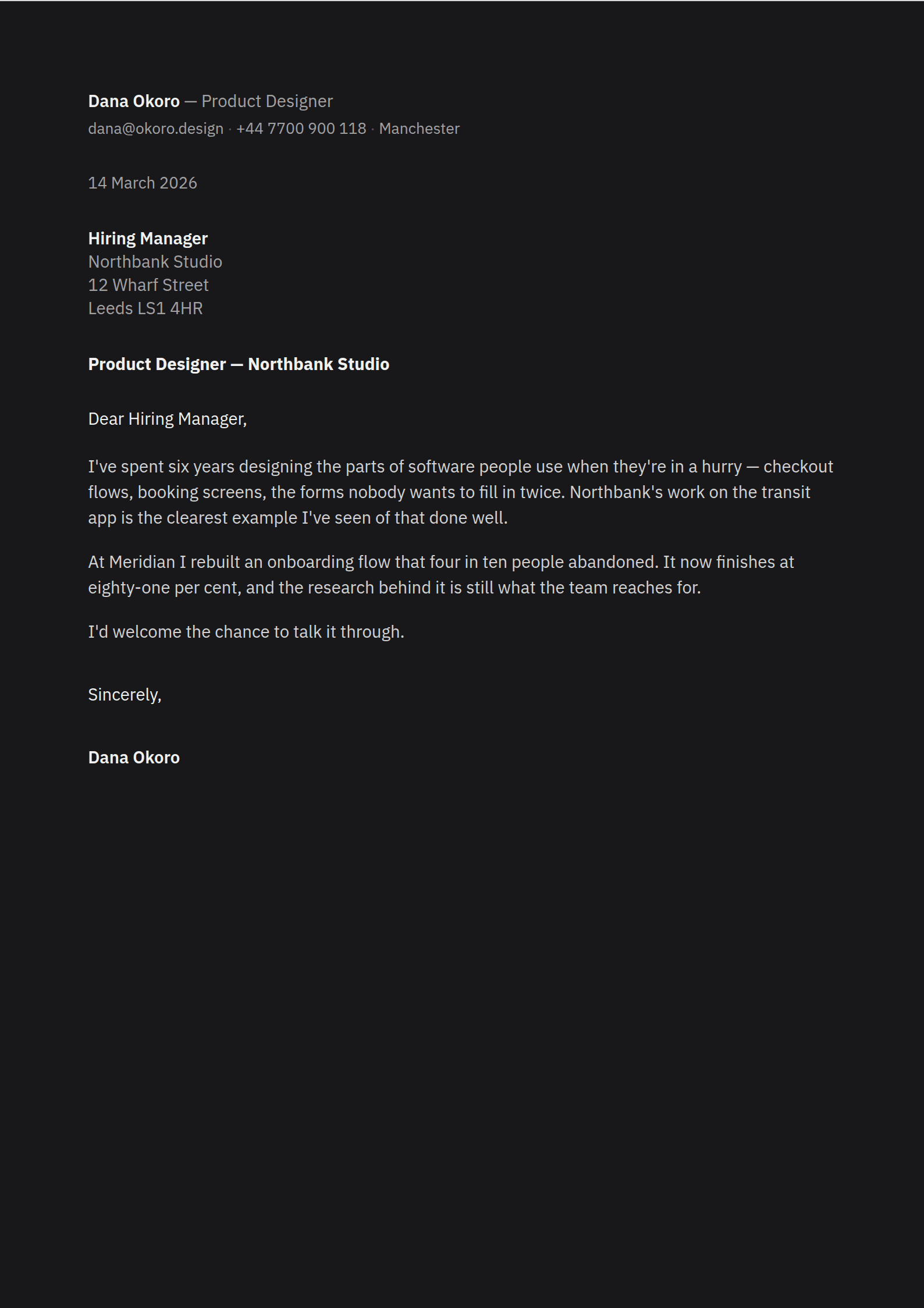 Cipher cover letter template
