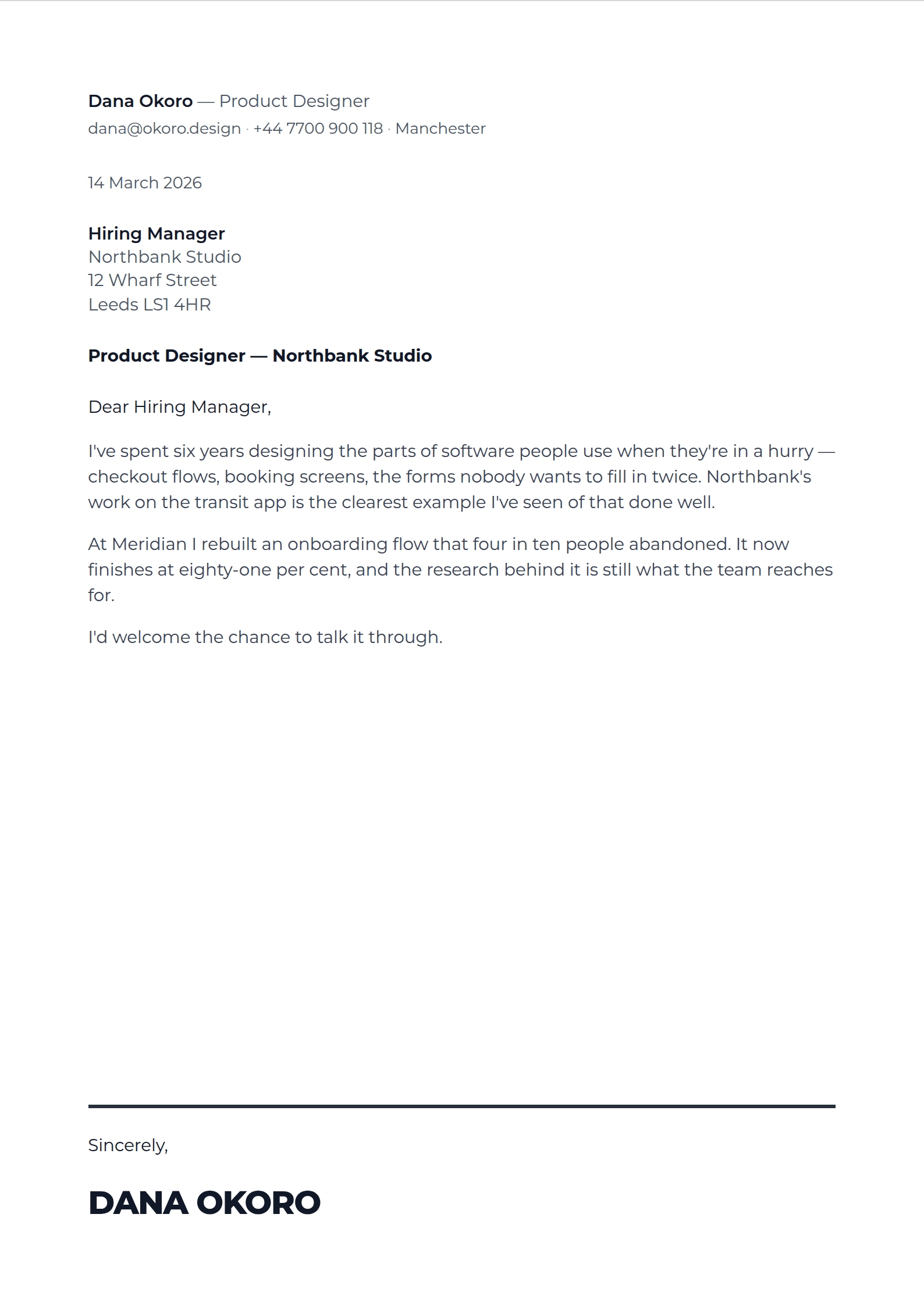 Clarity cover letter template
