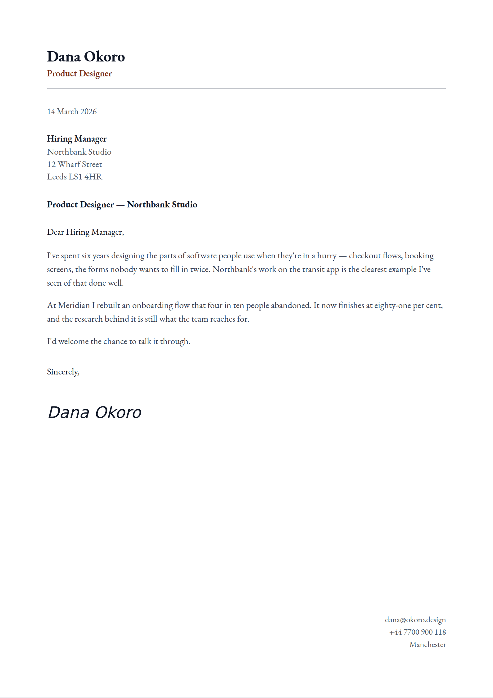 Compliments cover letter template