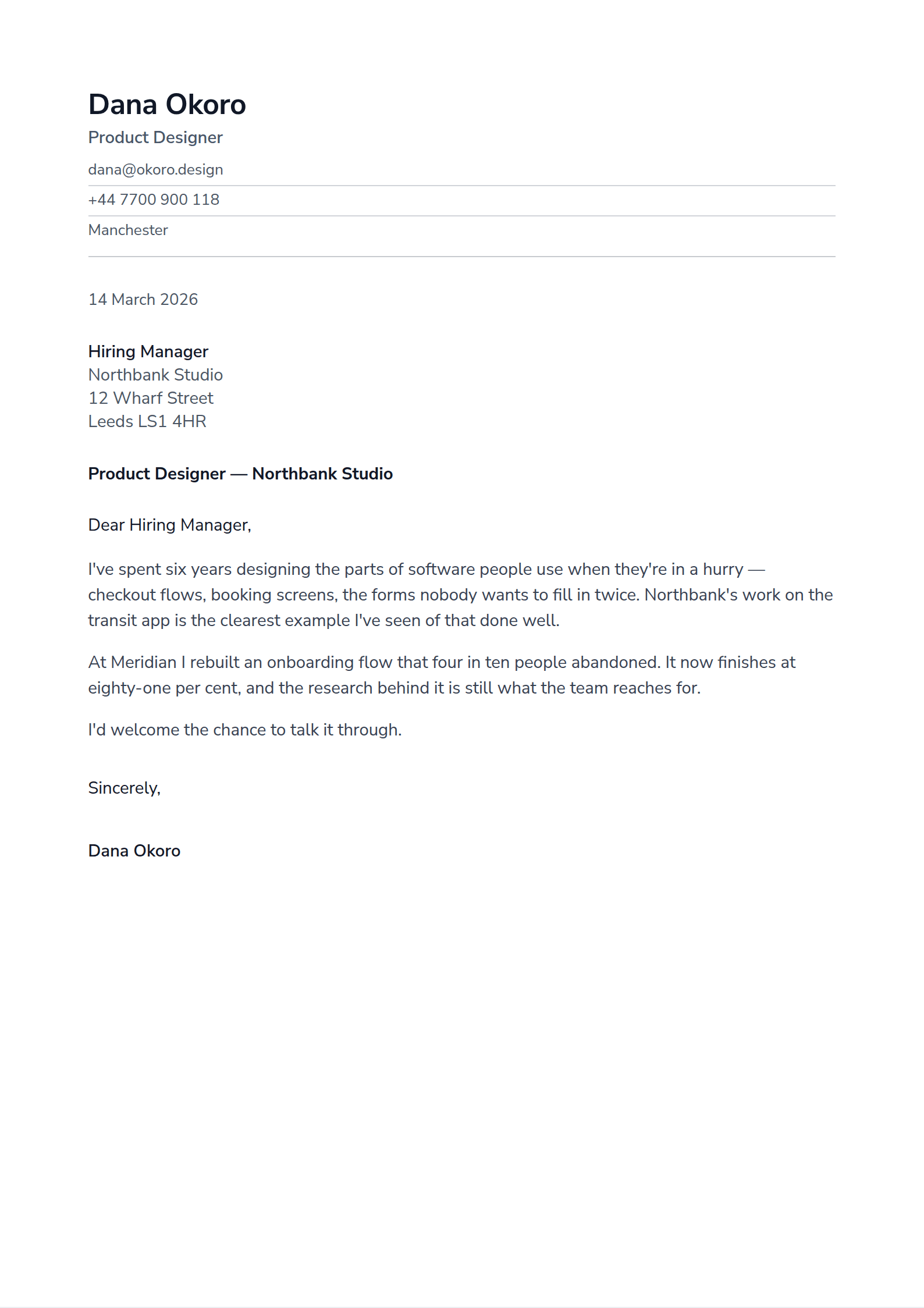 Courtesy cover letter template