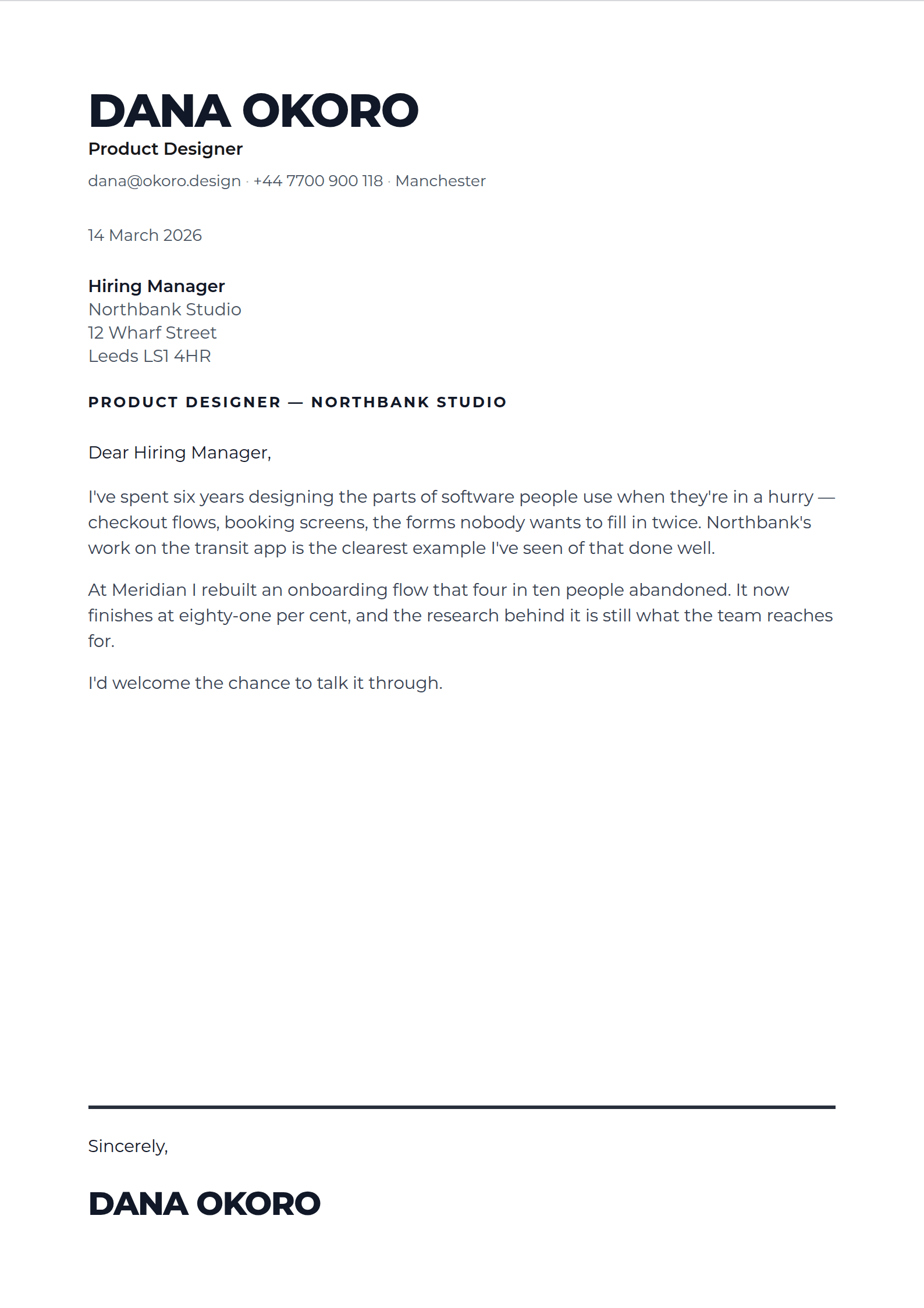 Dictum cover letter template