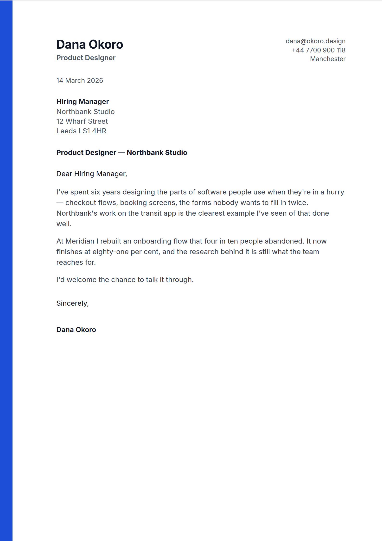 Envoy cover letter template