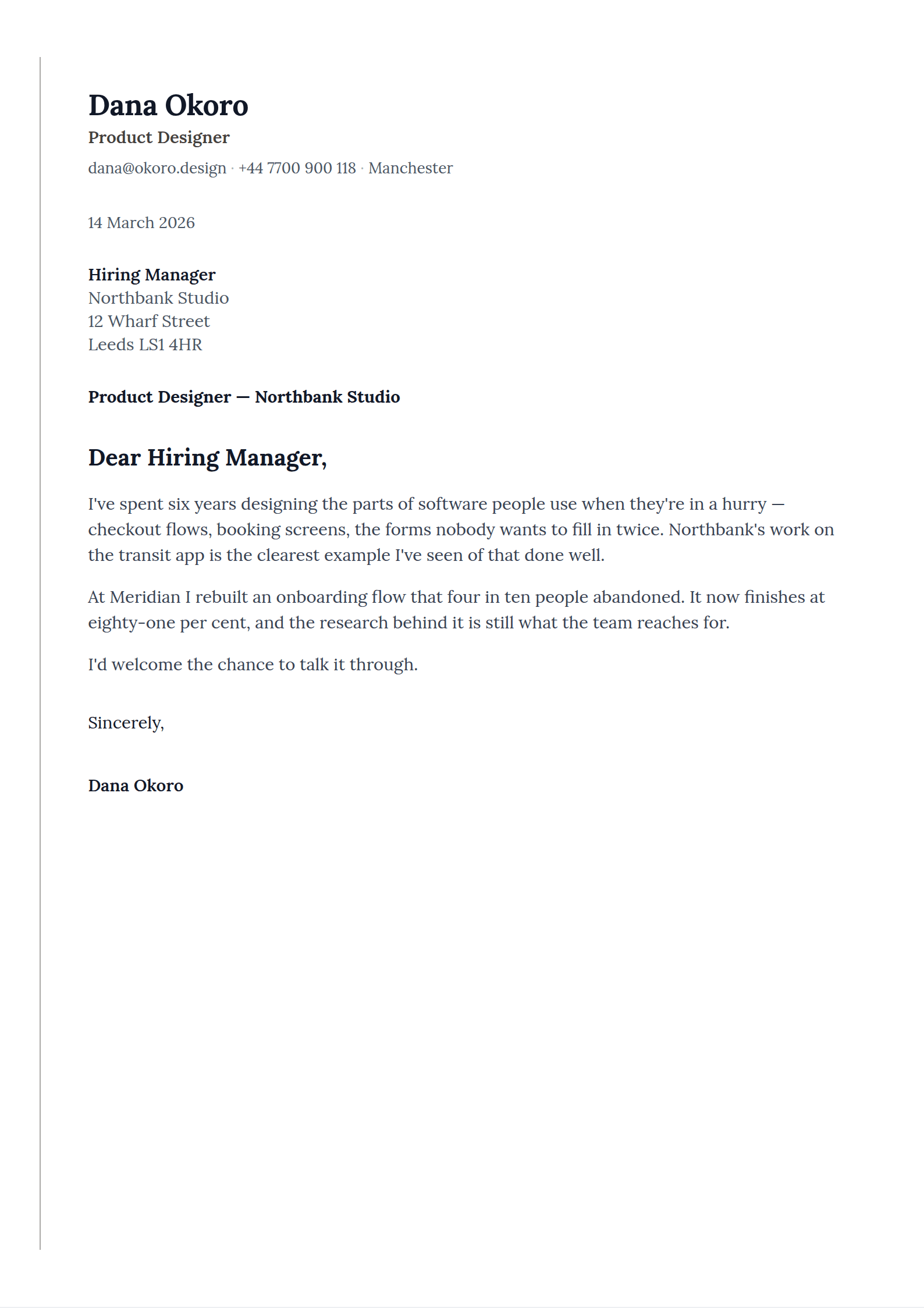 Epigraph cover letter template