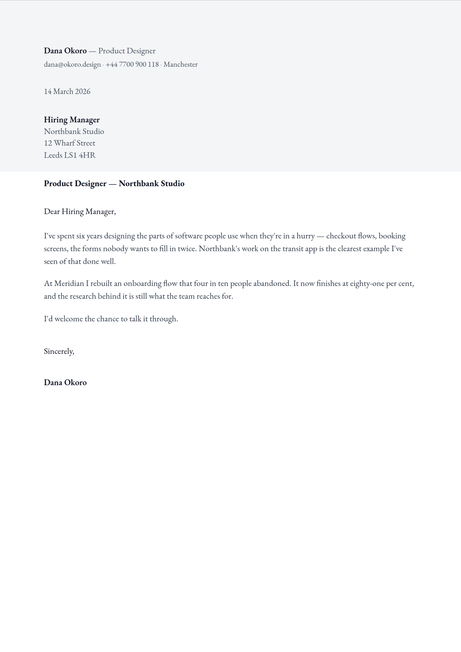 Flyleaf cover letter template