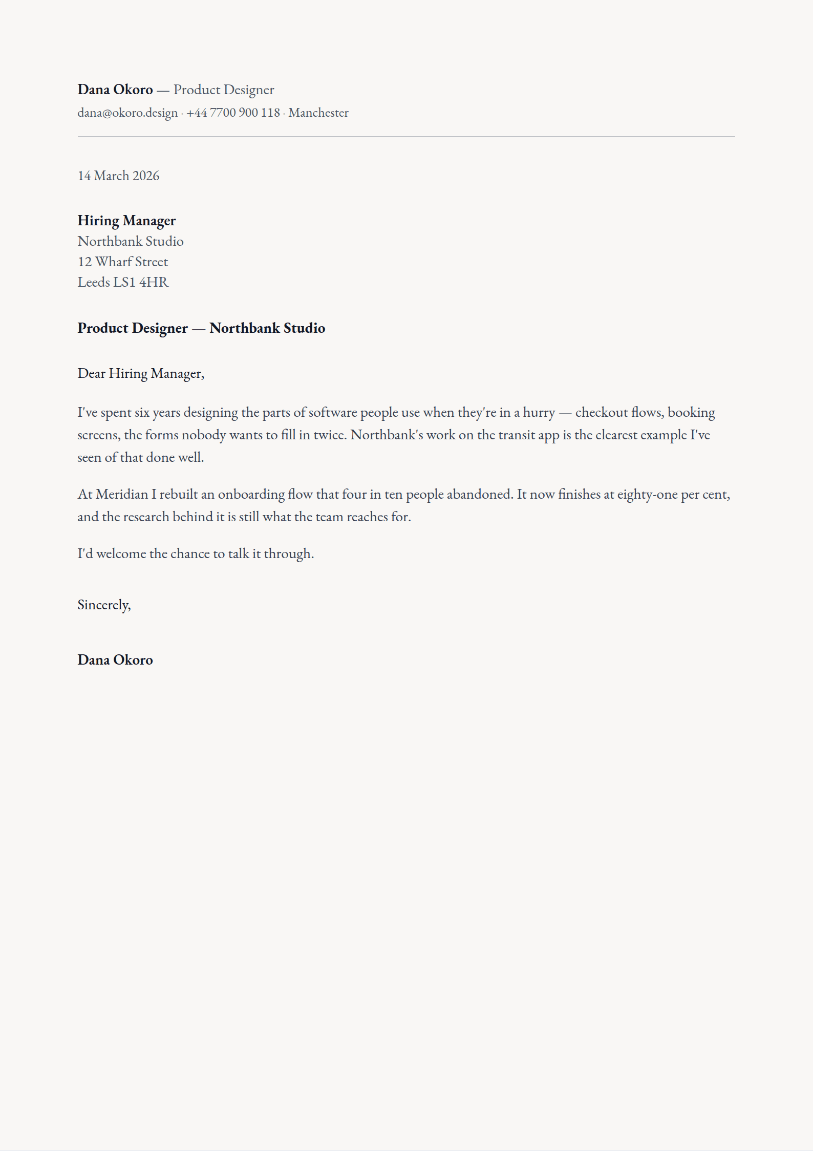 Foolscap cover letter template