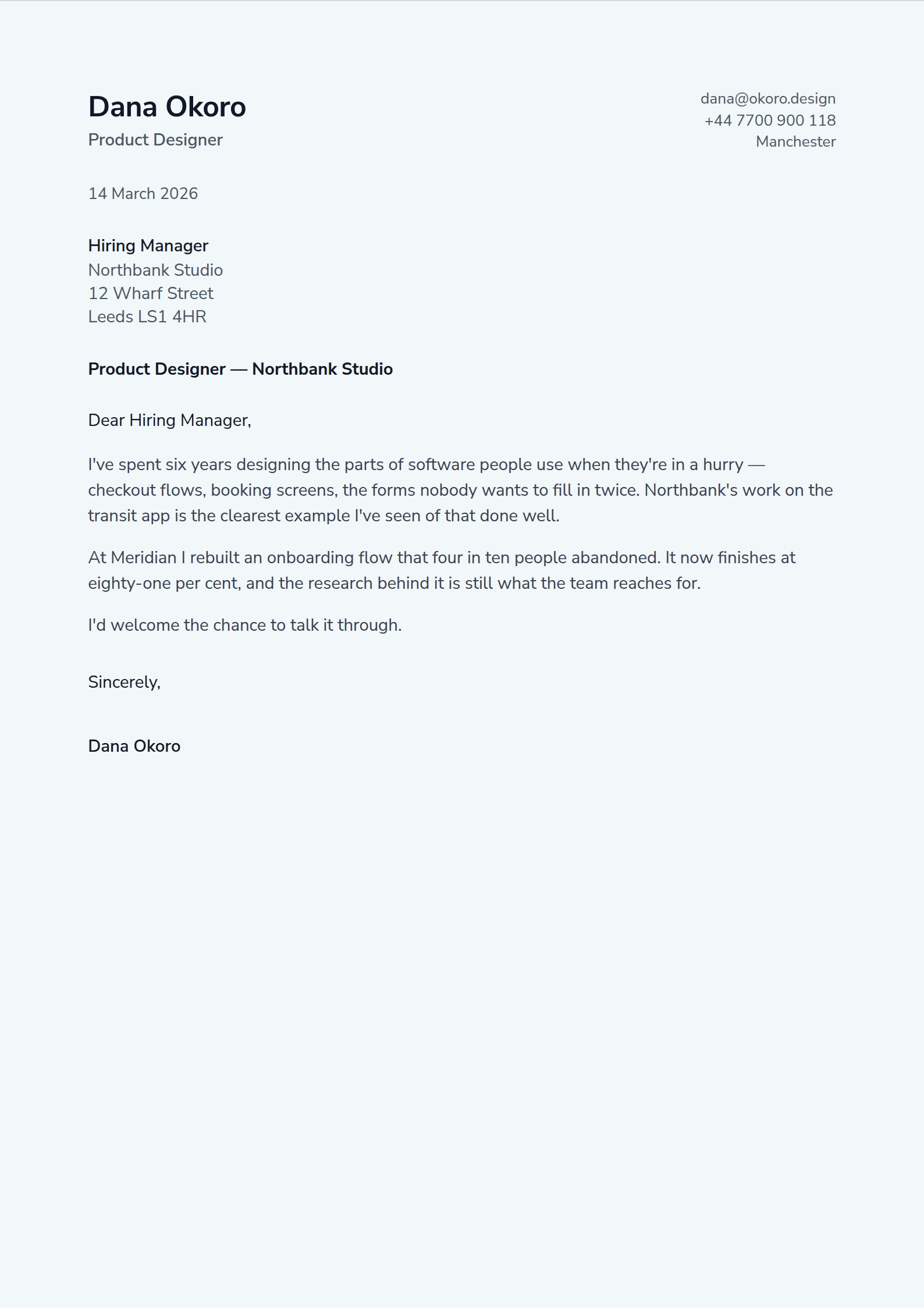 Foyer cover letter template