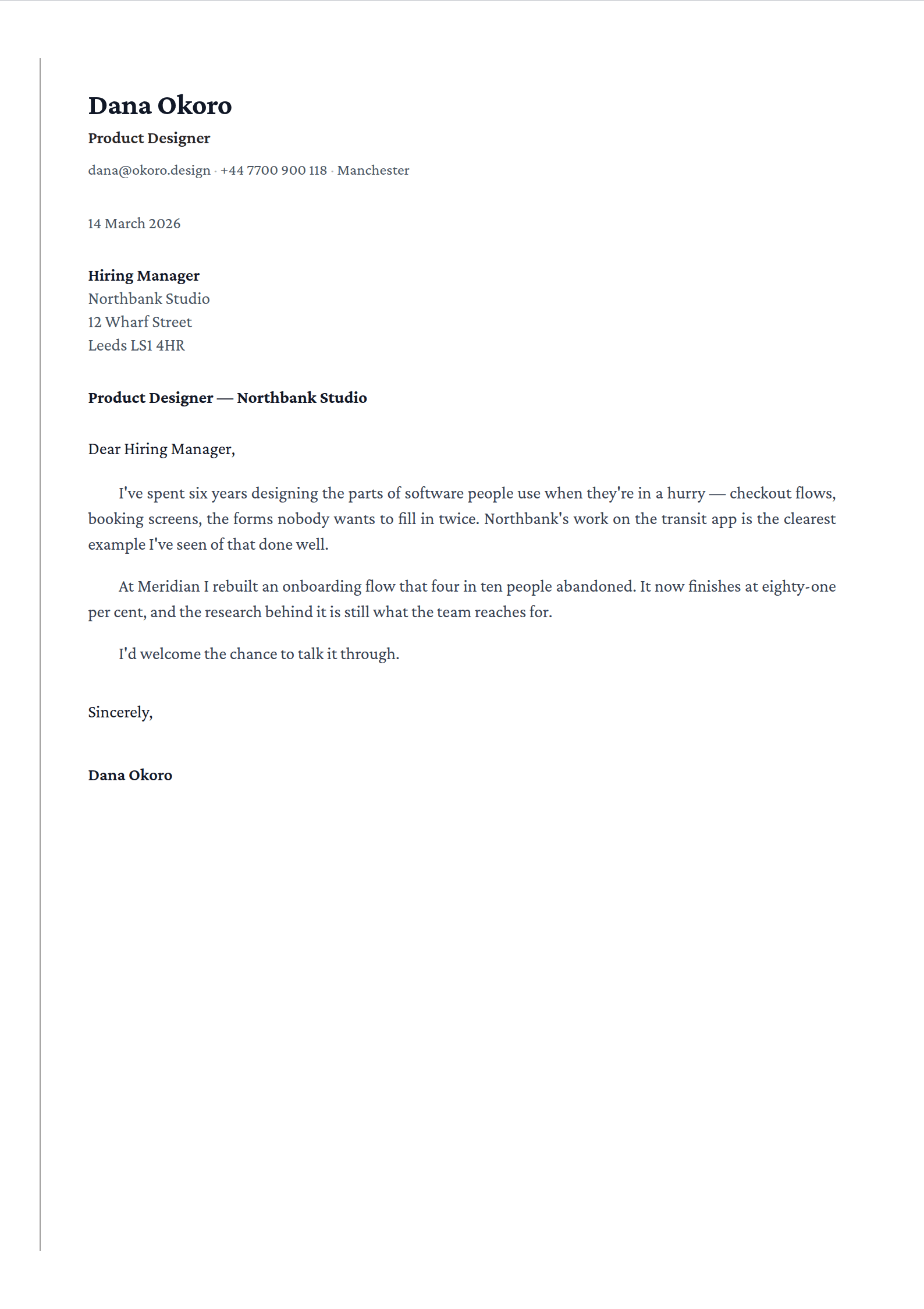 Gutter cover letter template