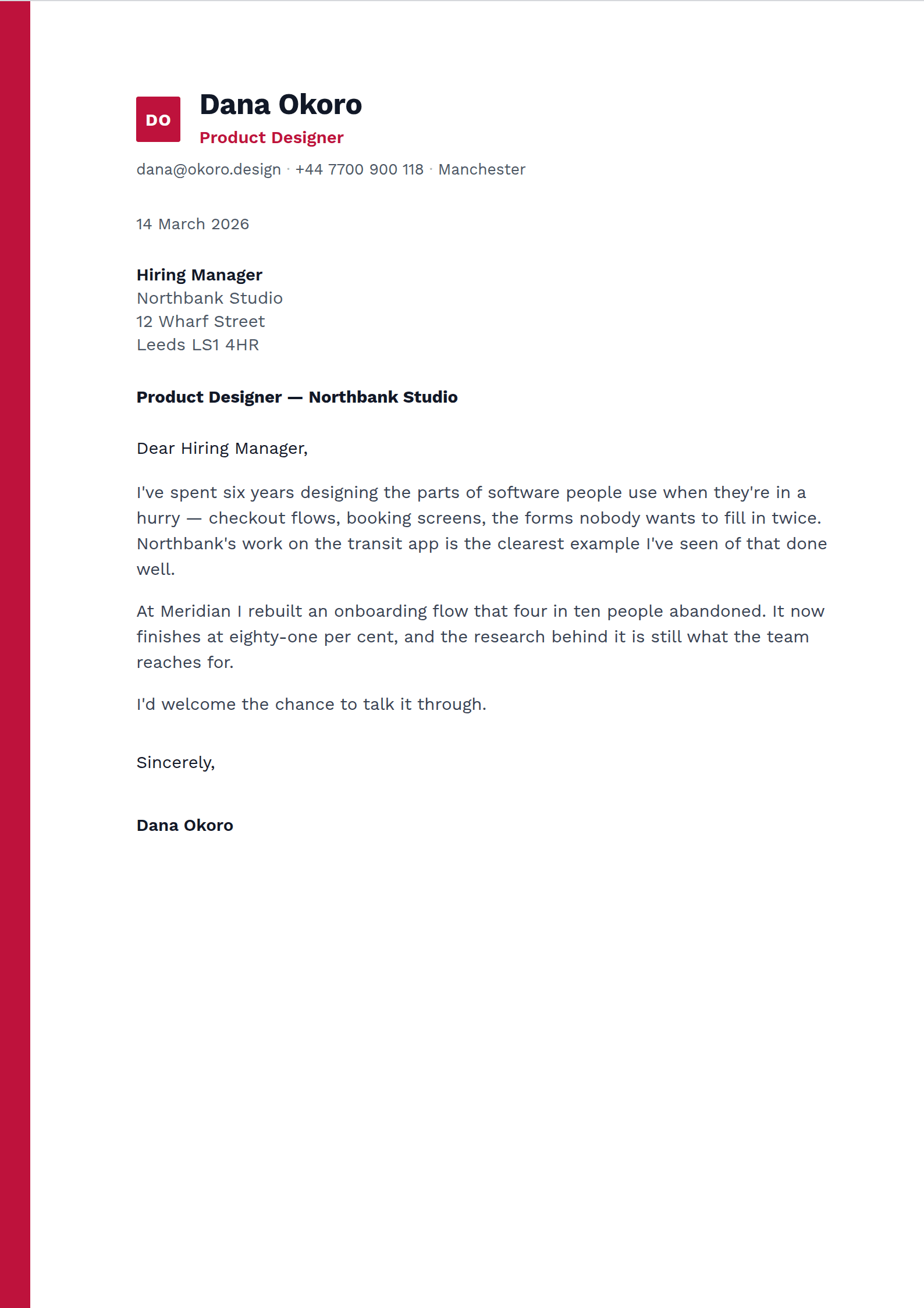 Herald cover letter template