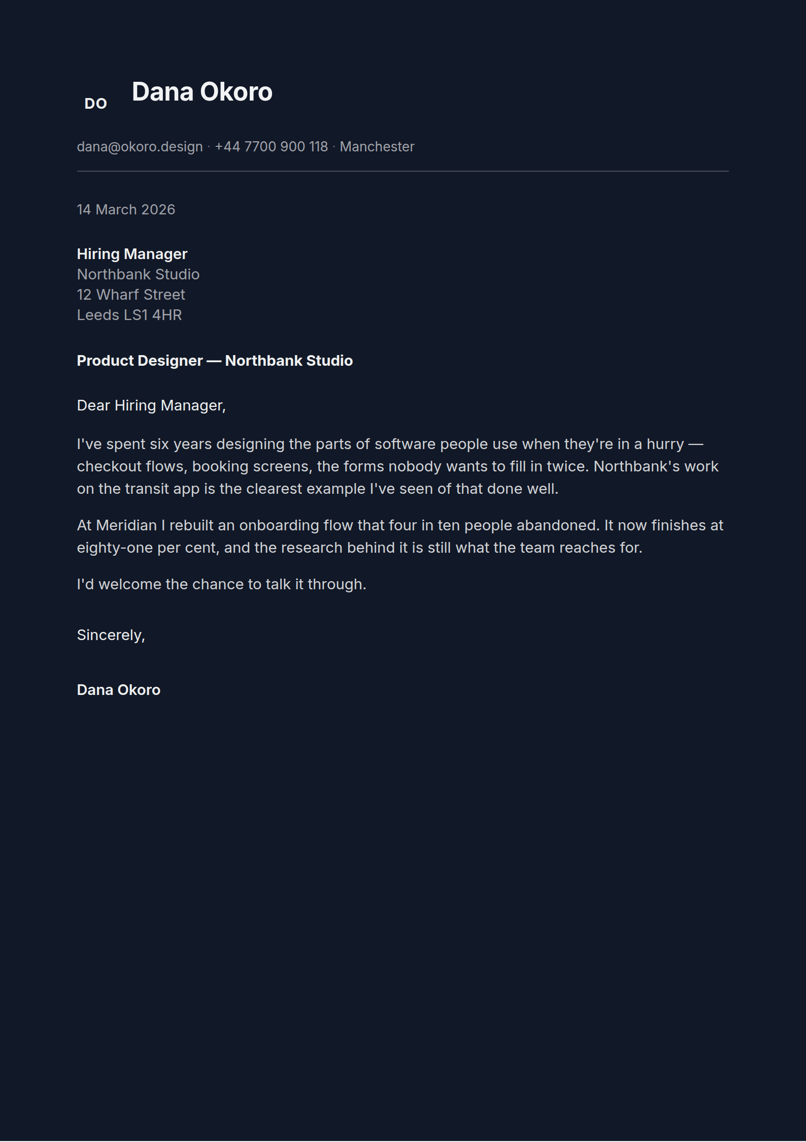 Inkstand cover letter template