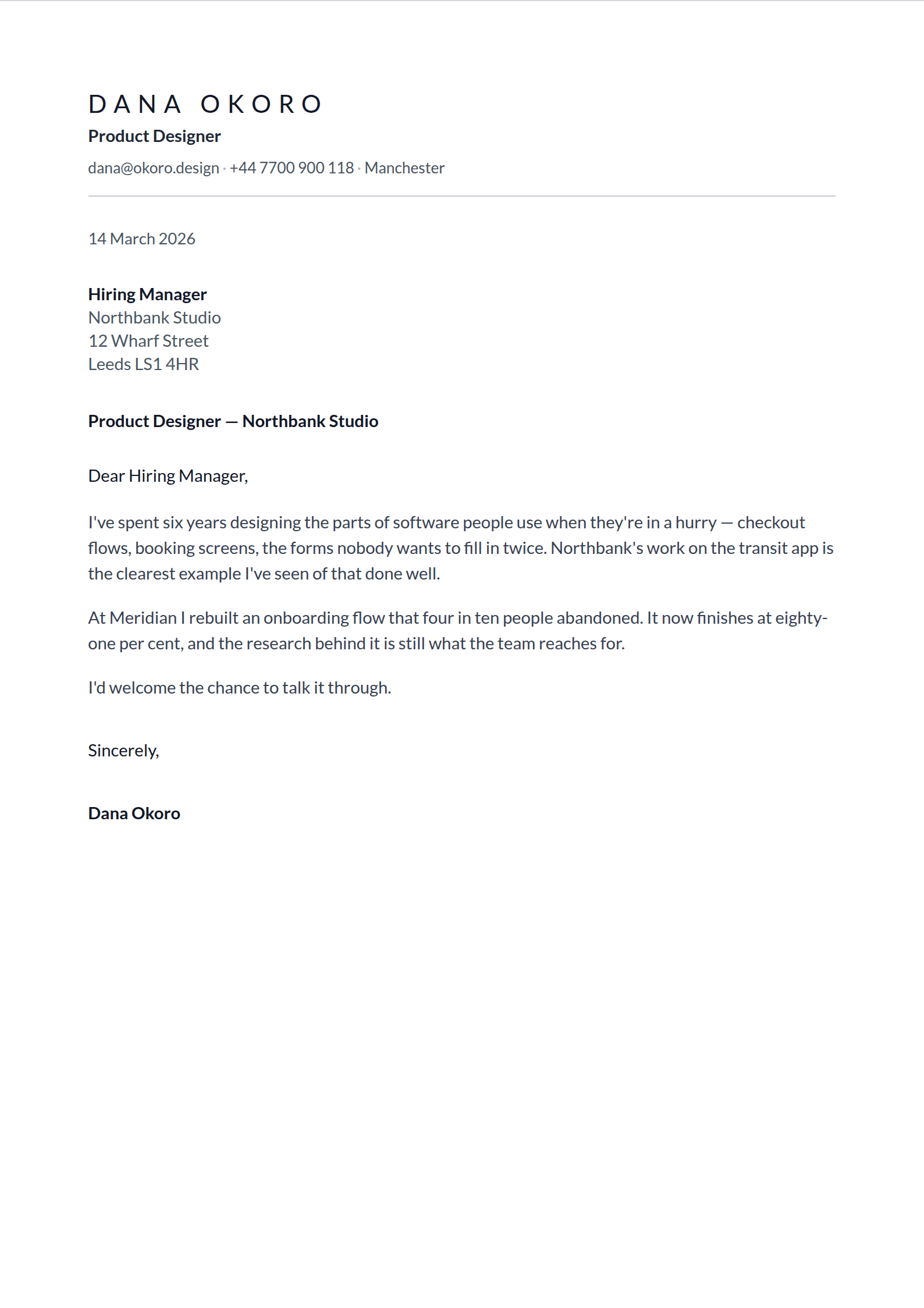 Kern cover letter template