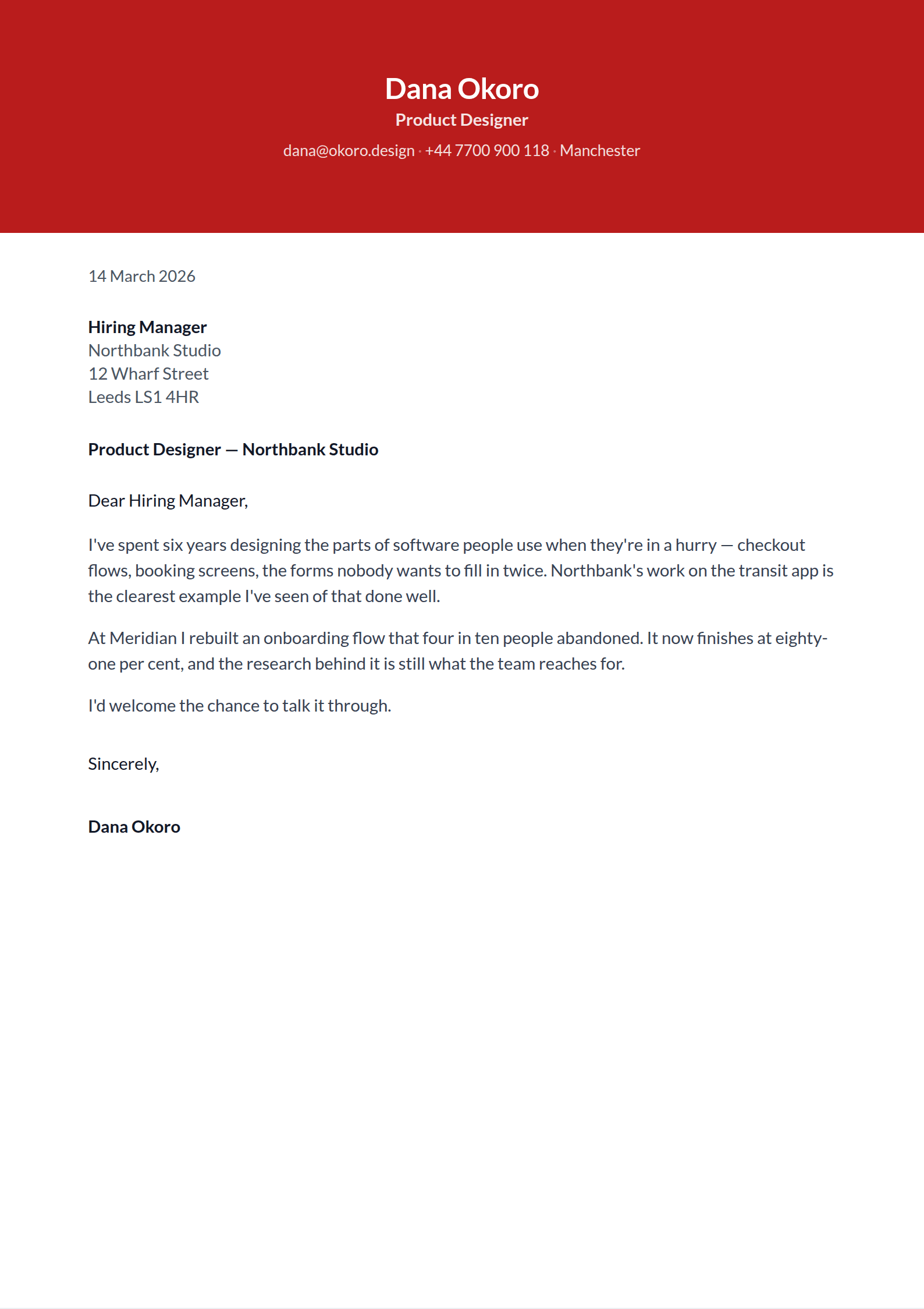 Pennant cover letter template