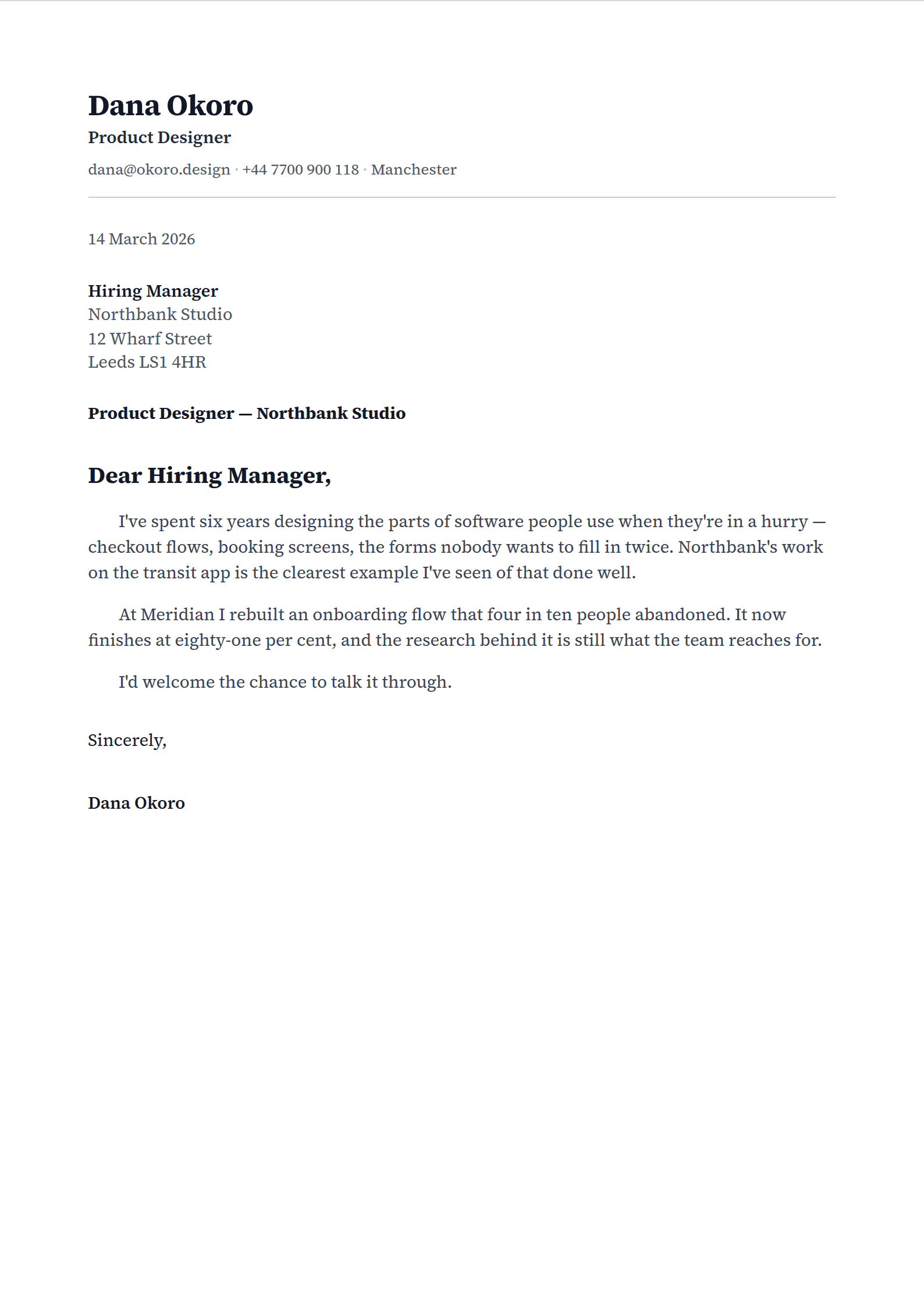 Preamble cover letter template