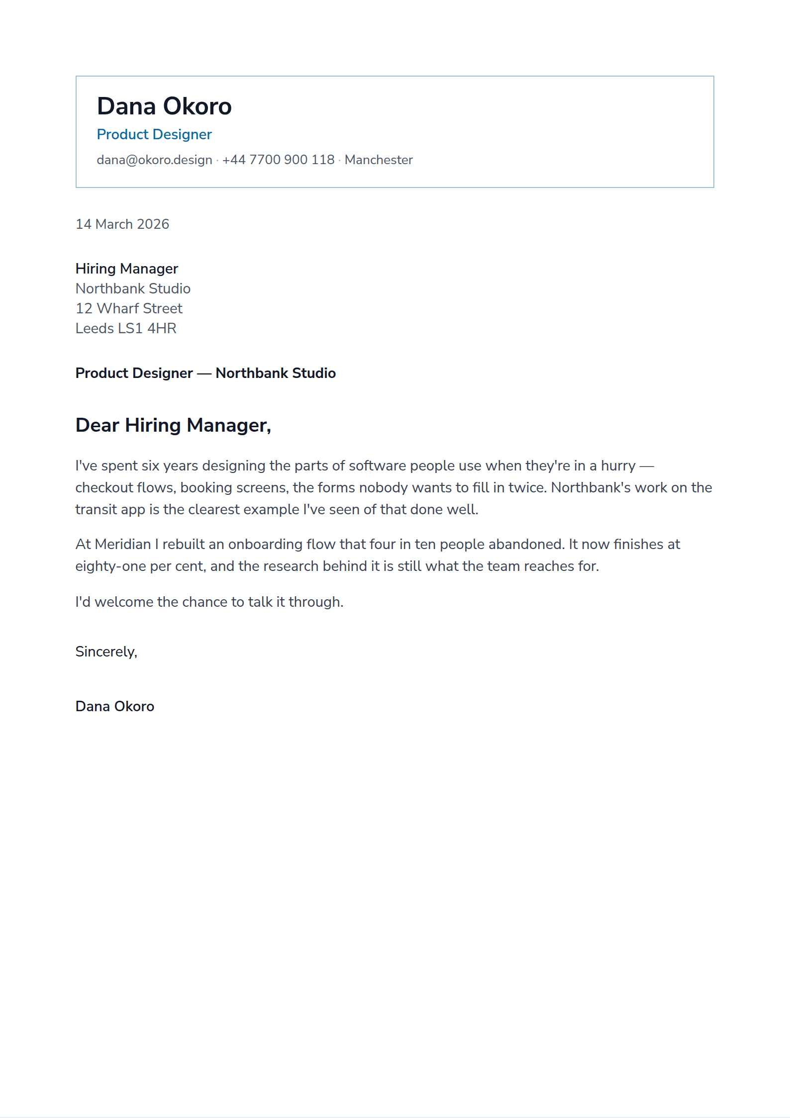 Prologue cover letter template