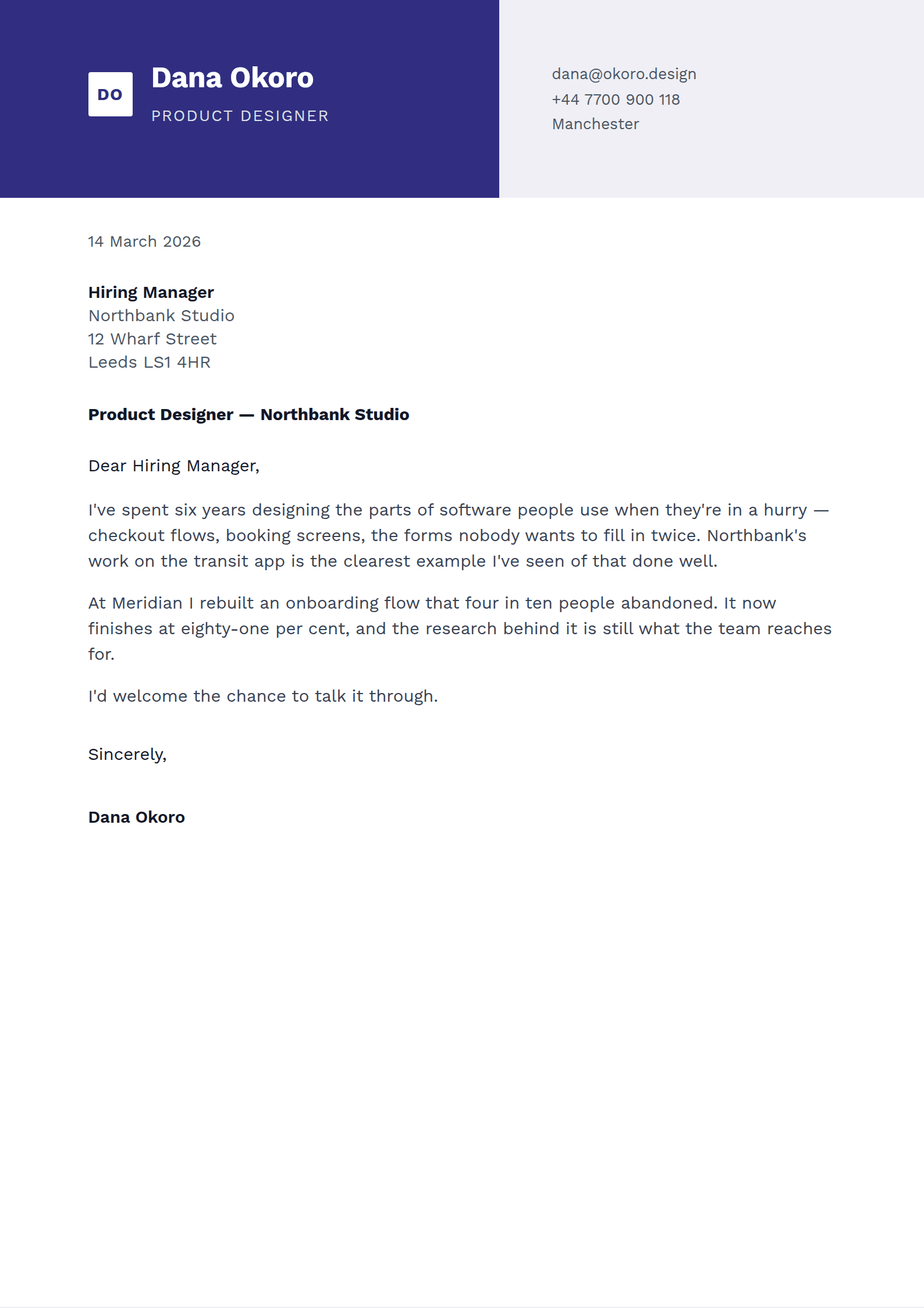 Punchcut cover letter template