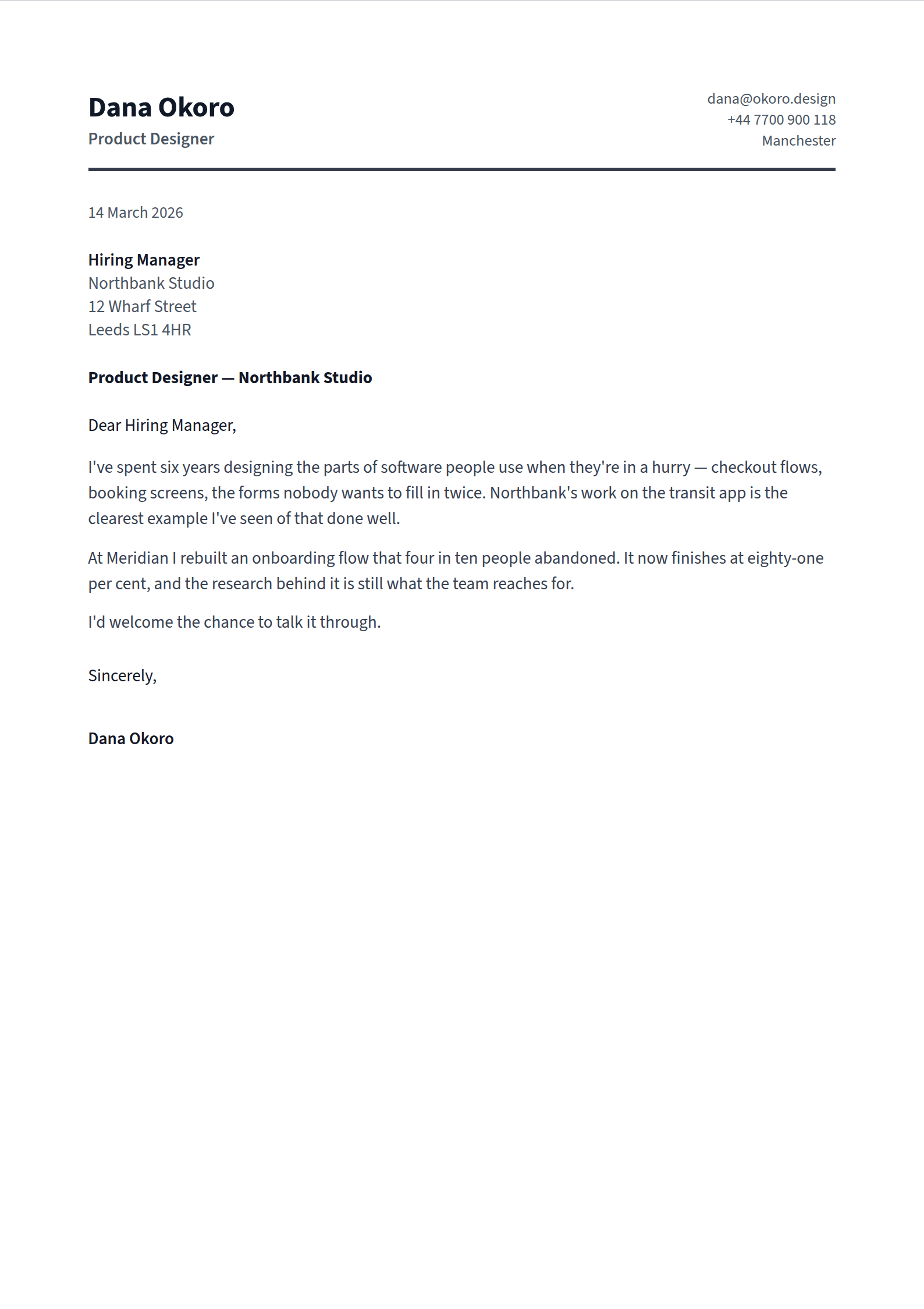 Reglet cover letter template