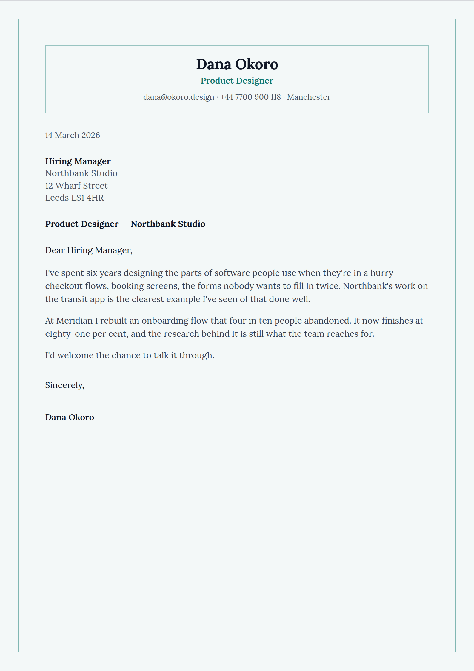 Rotunda cover letter template