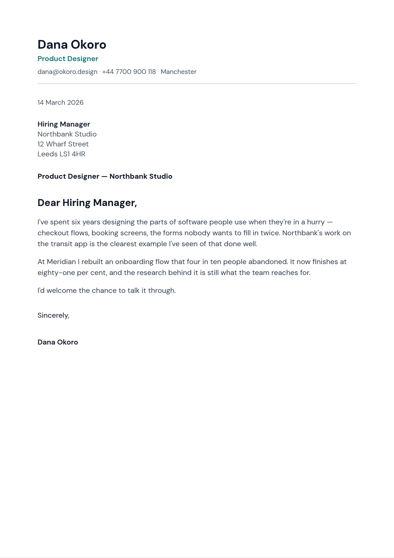 Salutation cover letter template