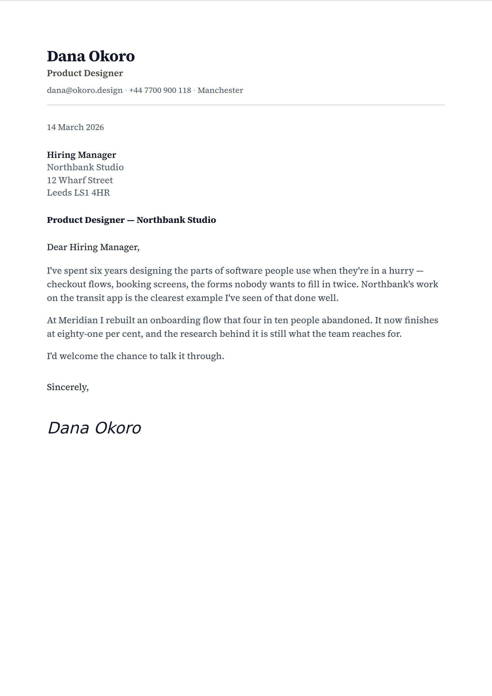 Scrivener cover letter template