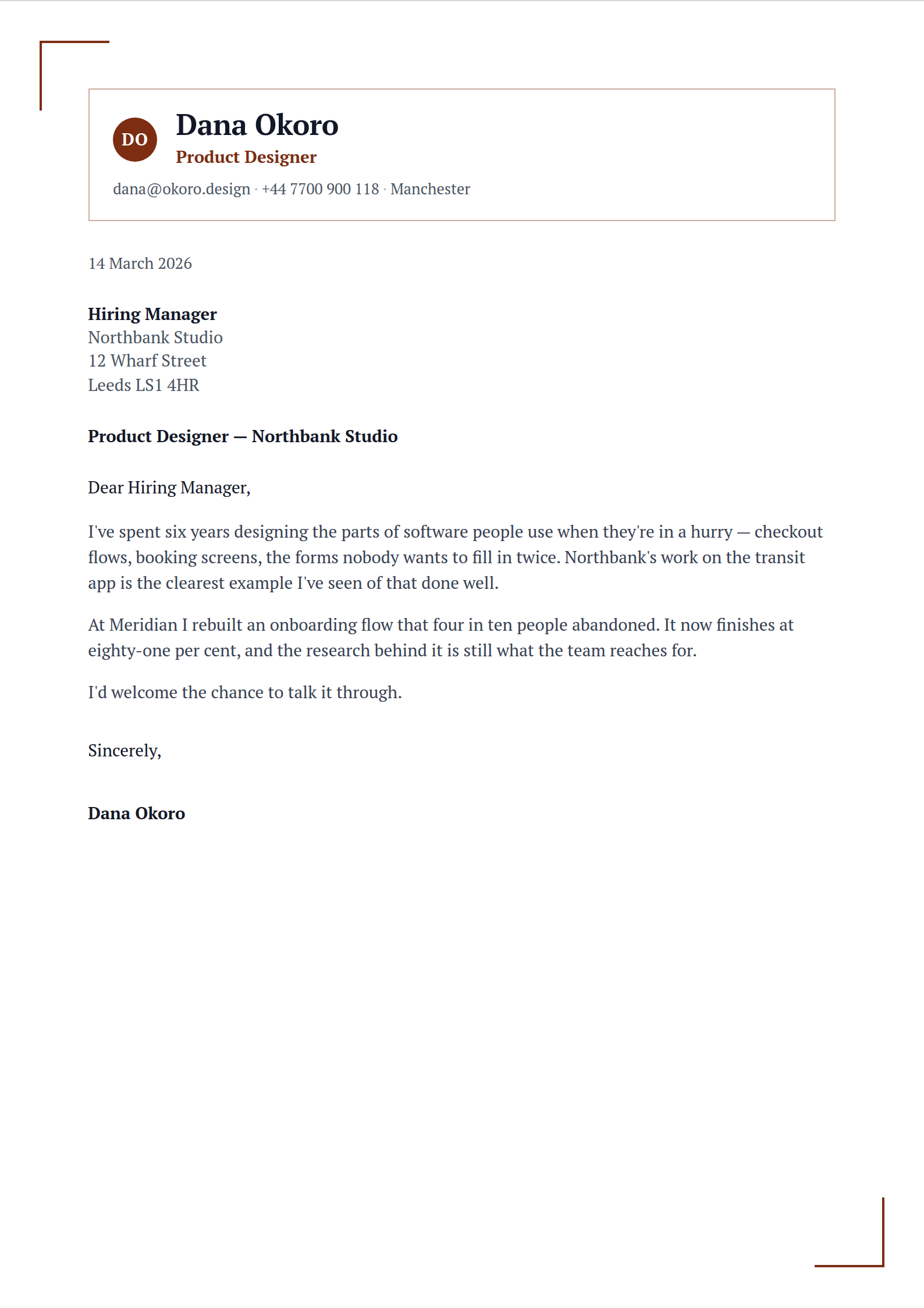 Seal cover letter template