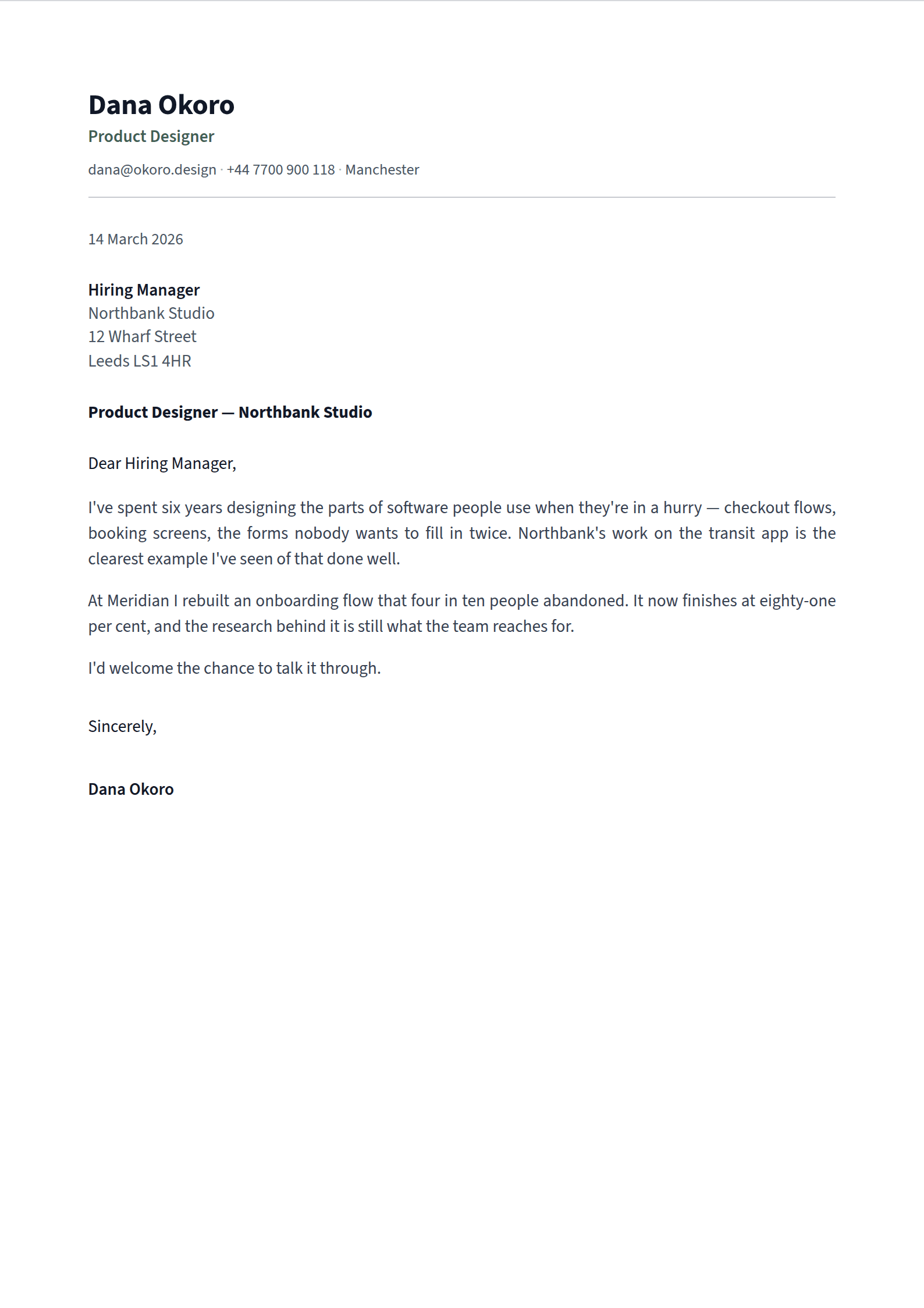 Sheaf cover letter template