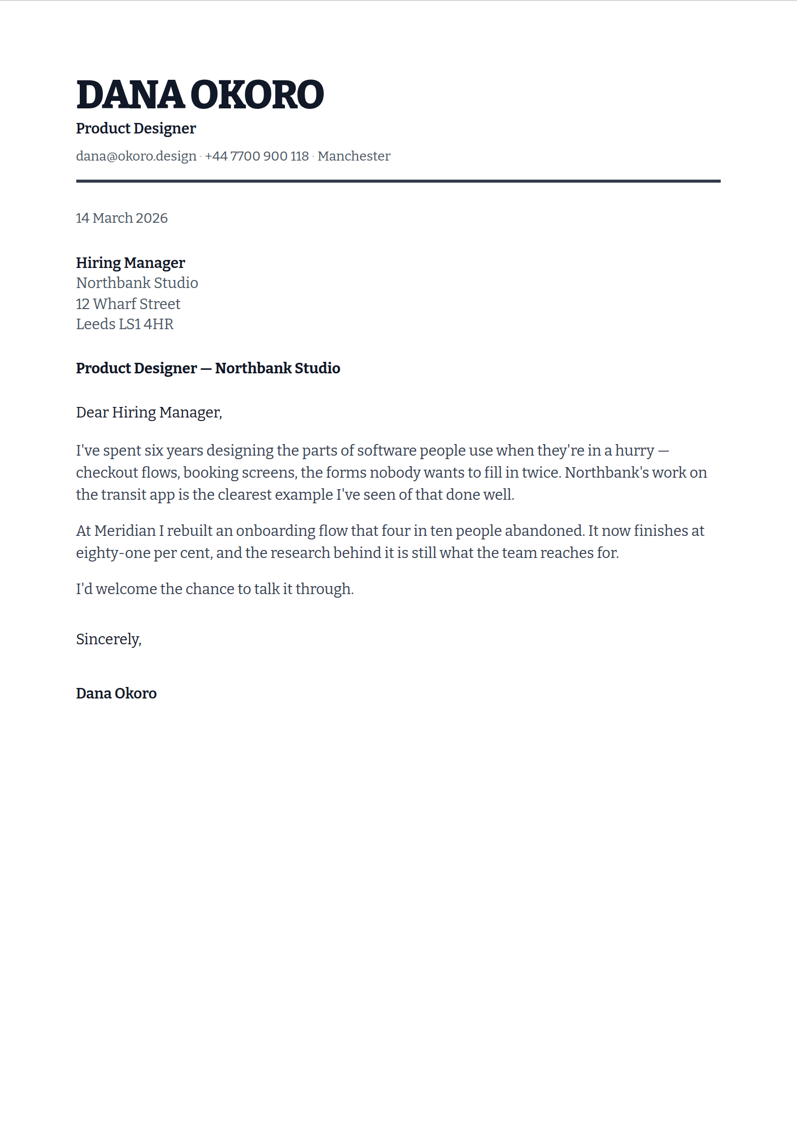 Slab cover letter template