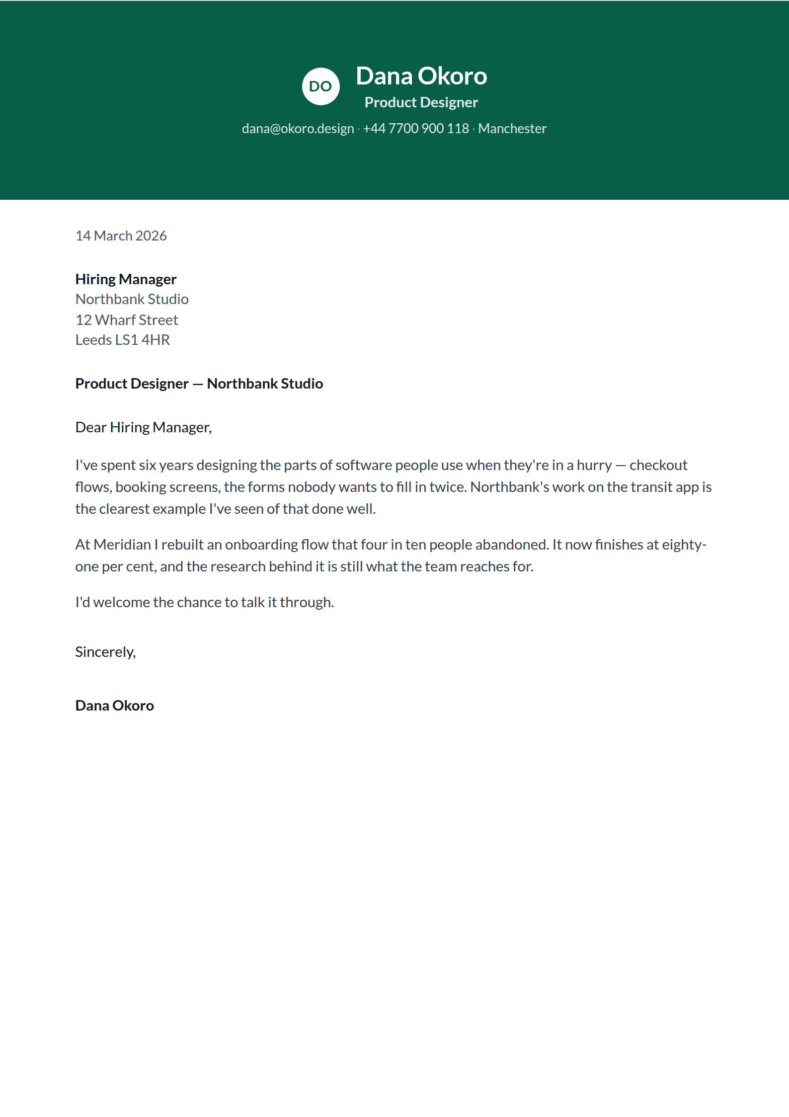 Stele cover letter template