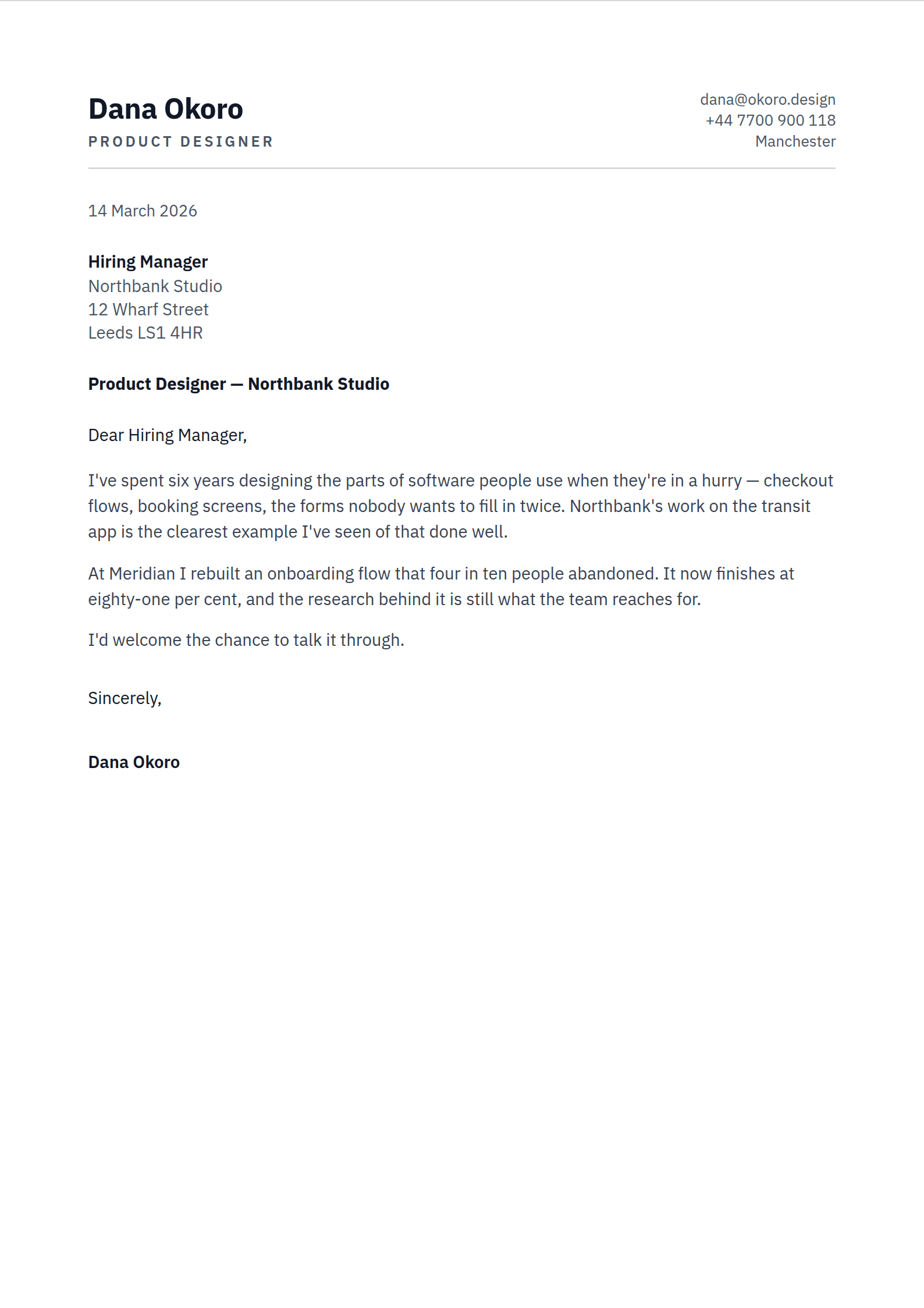 Steward cover letter template