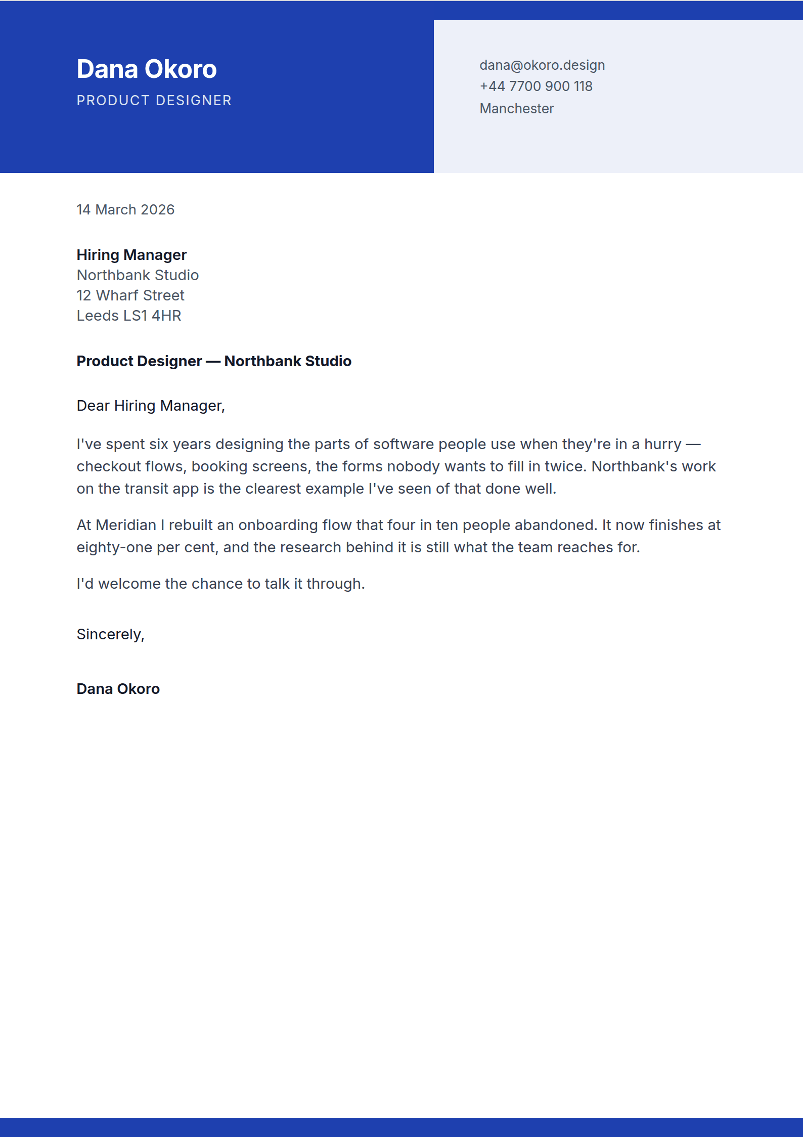 Tablet cover letter template