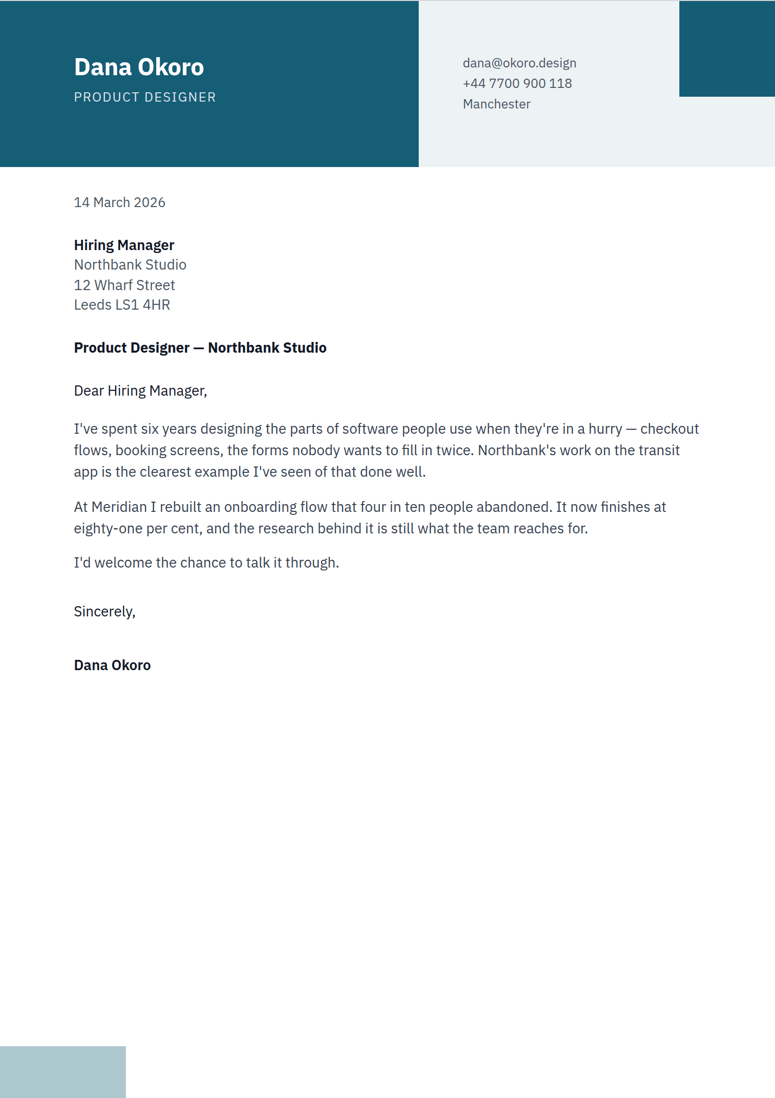 Terminal cover letter template