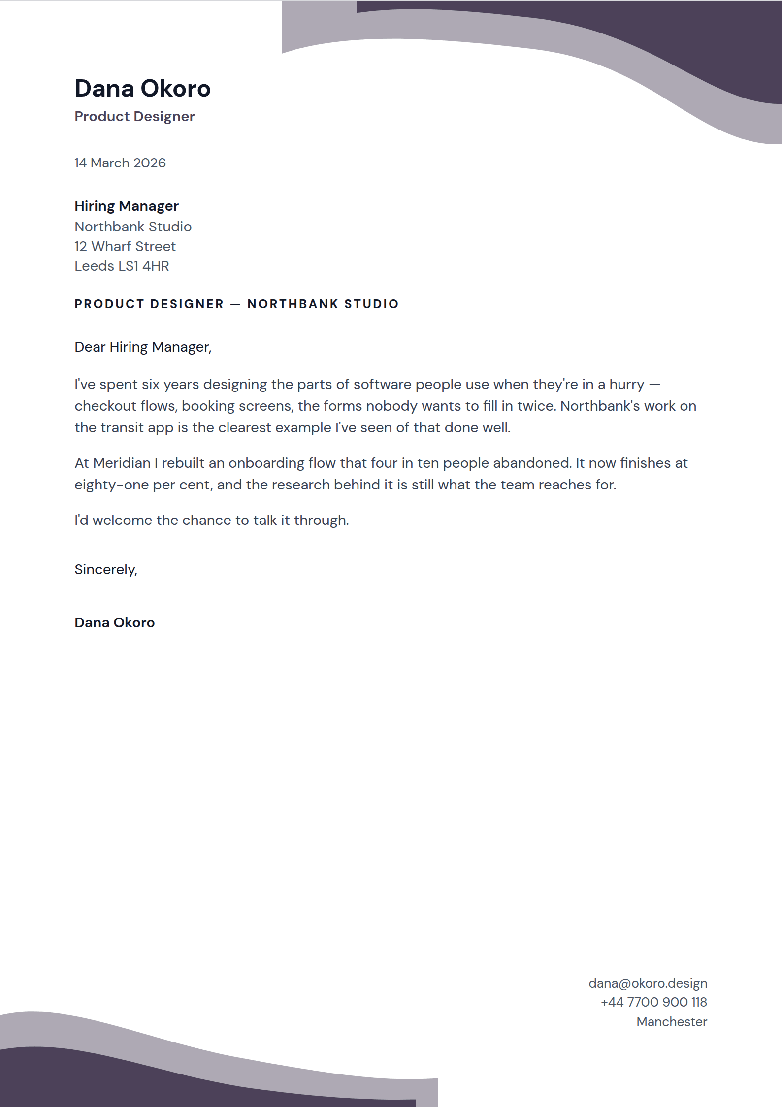 Tide cover letter template