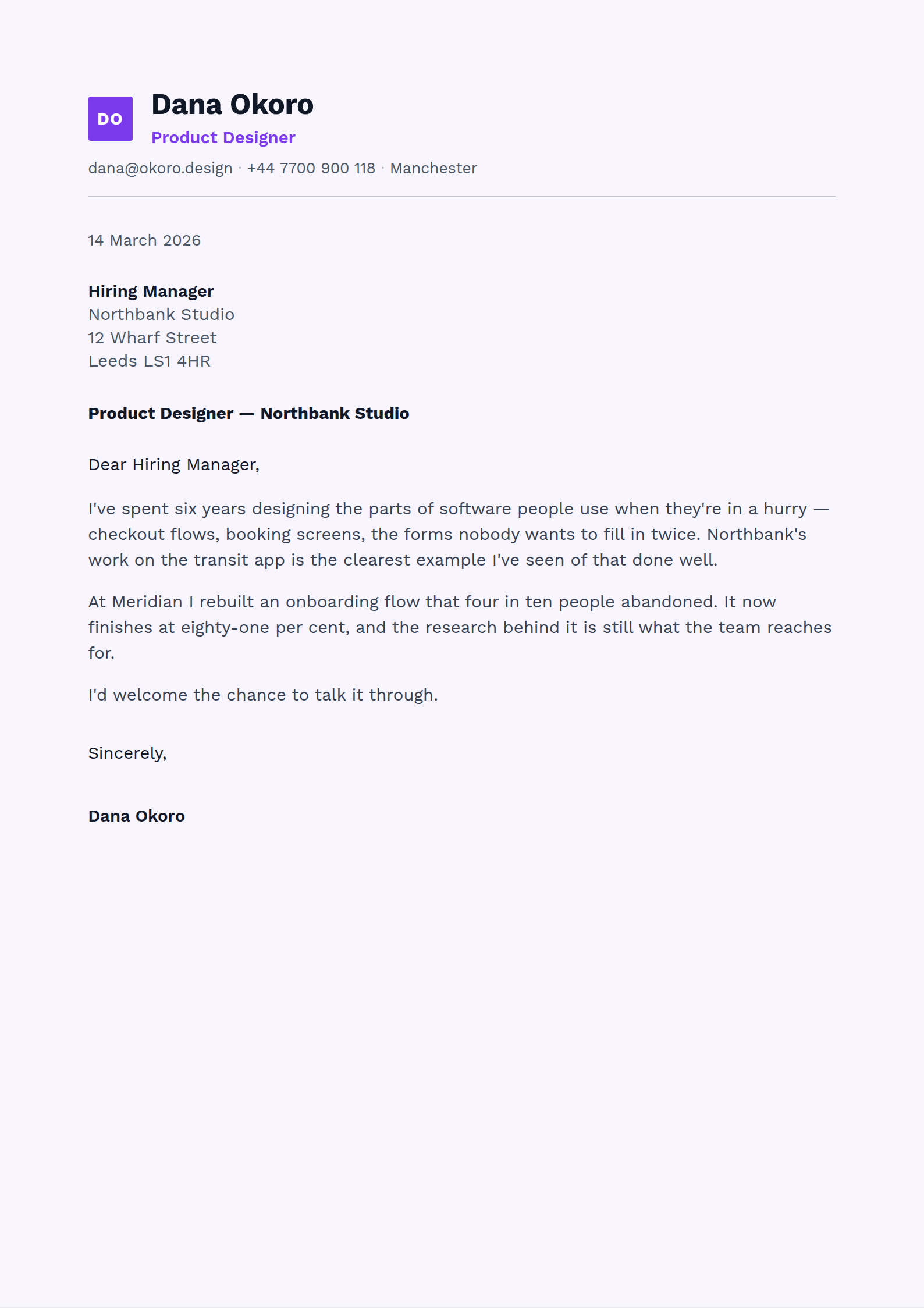 Vestibule cover letter template