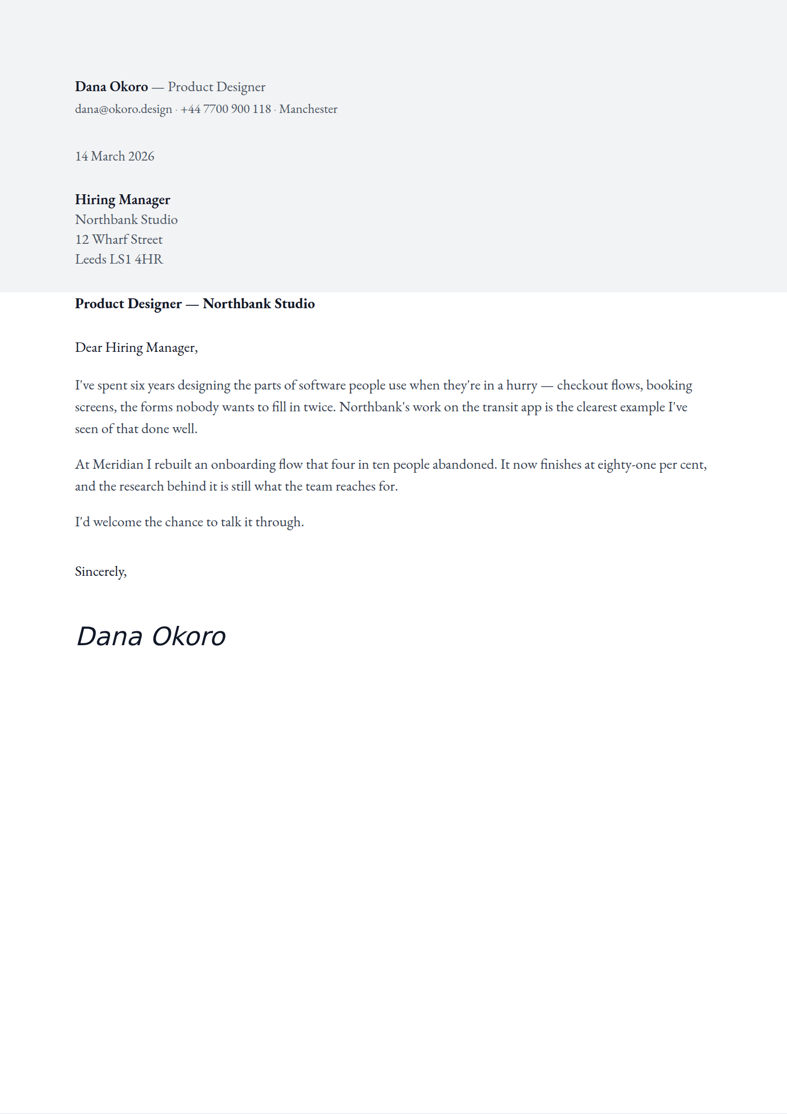 Watermark cover letter template