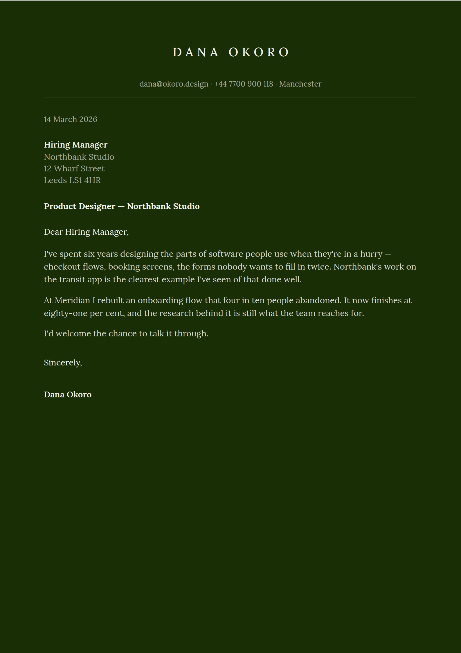 Writ cover letter template