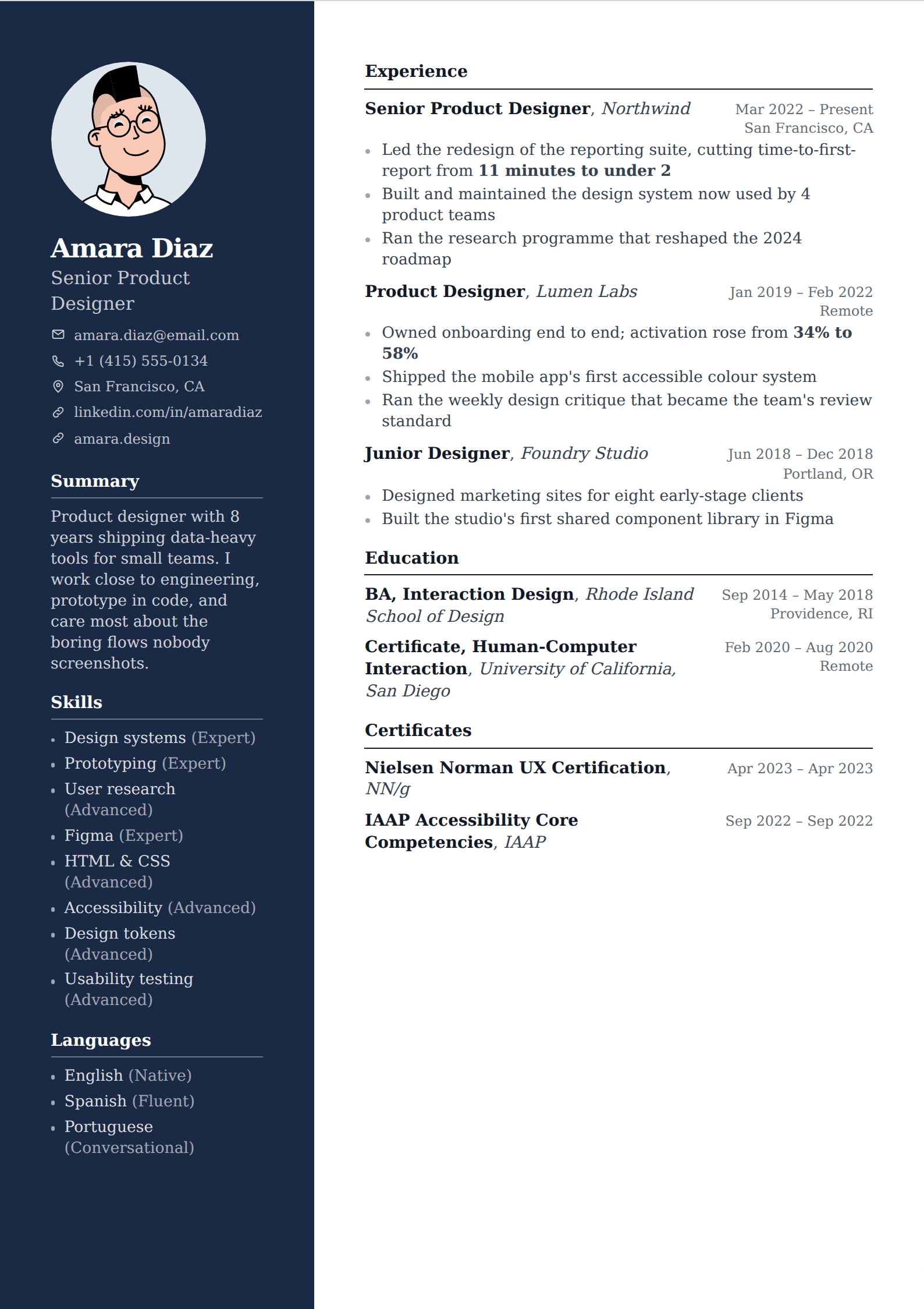 Admiral resume and CV template