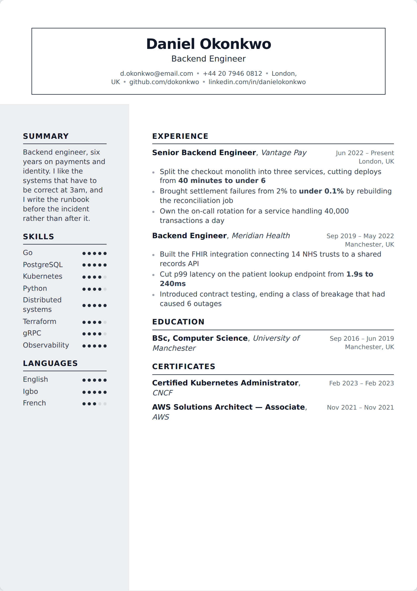Amsterdam resume template