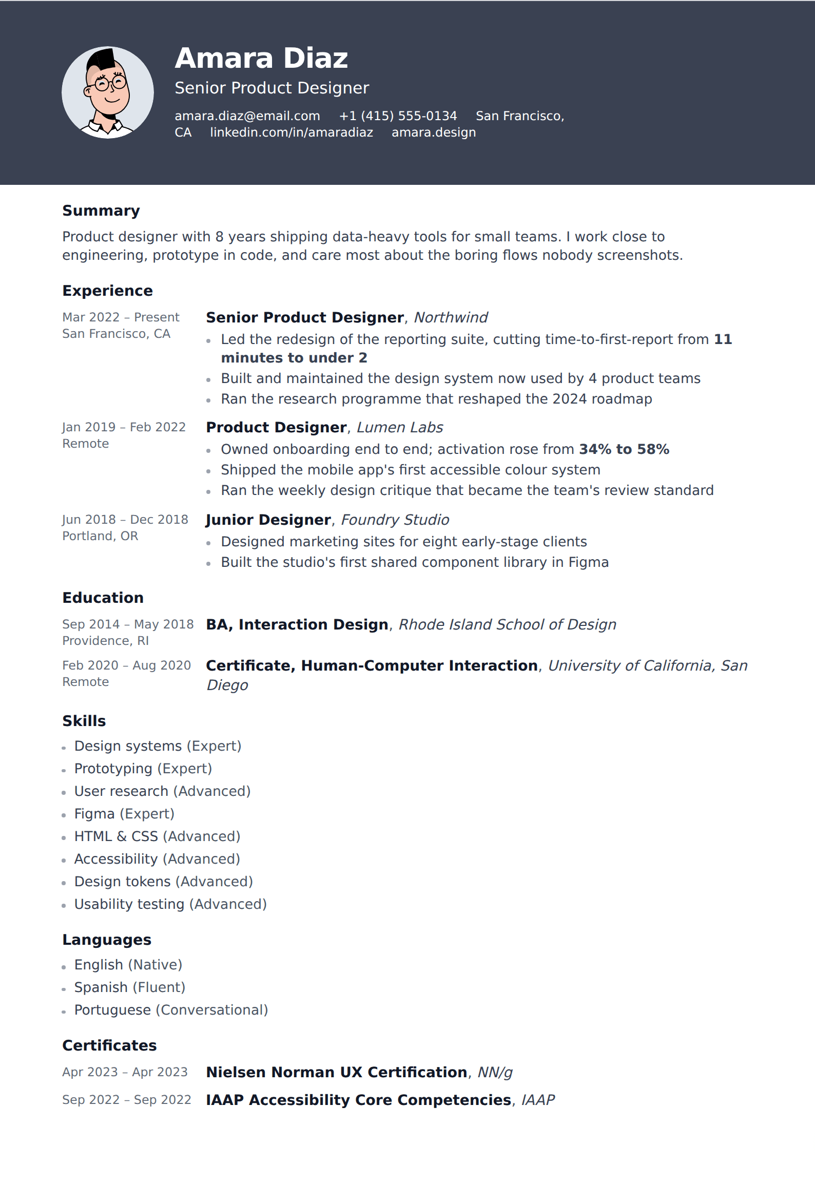 Anthracite resume and CV template