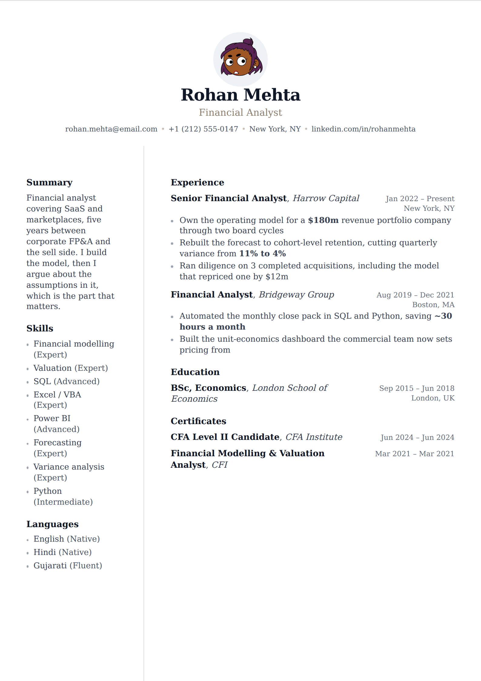 Arcadia resume and CV template