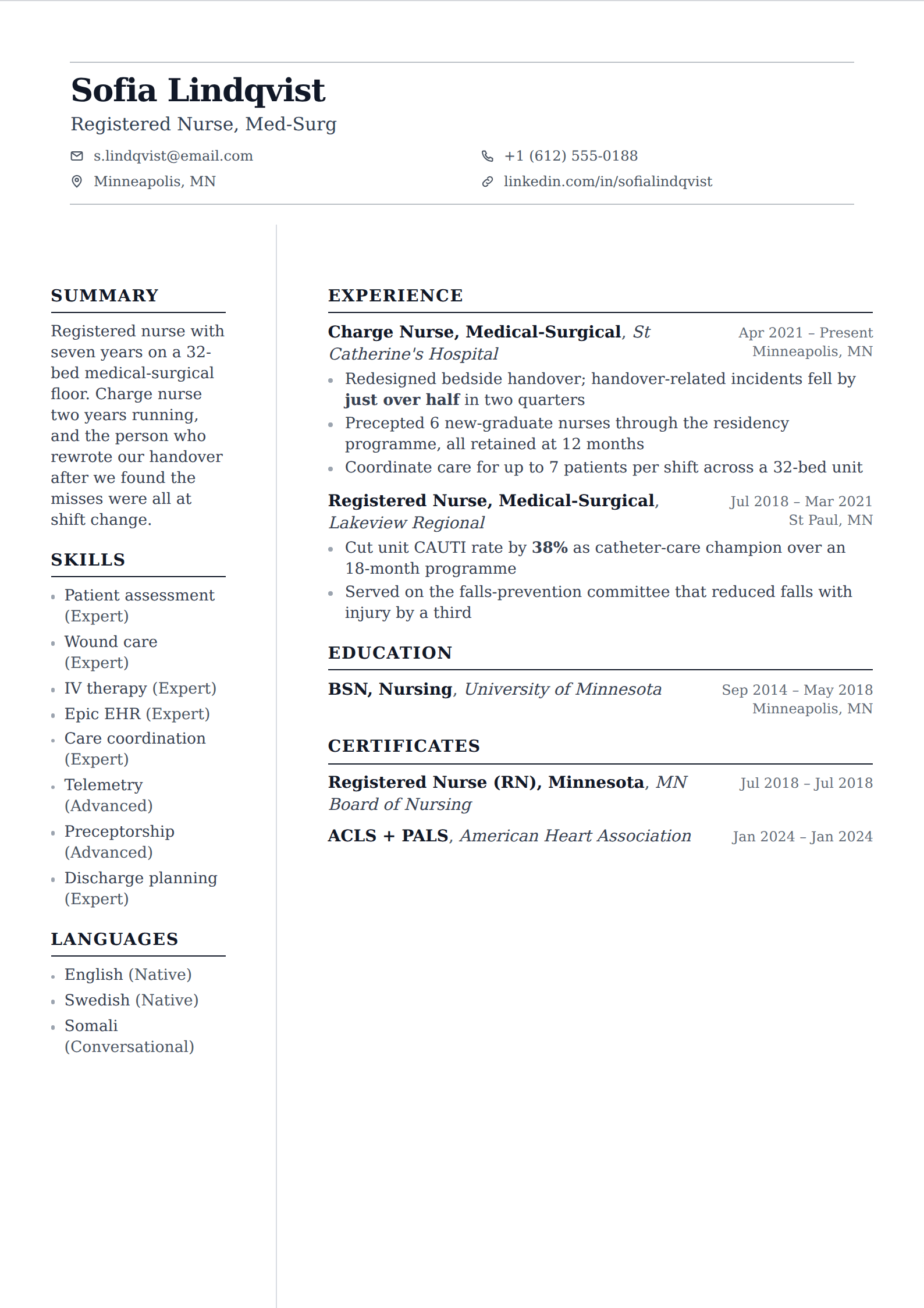 Argent resume and CV template