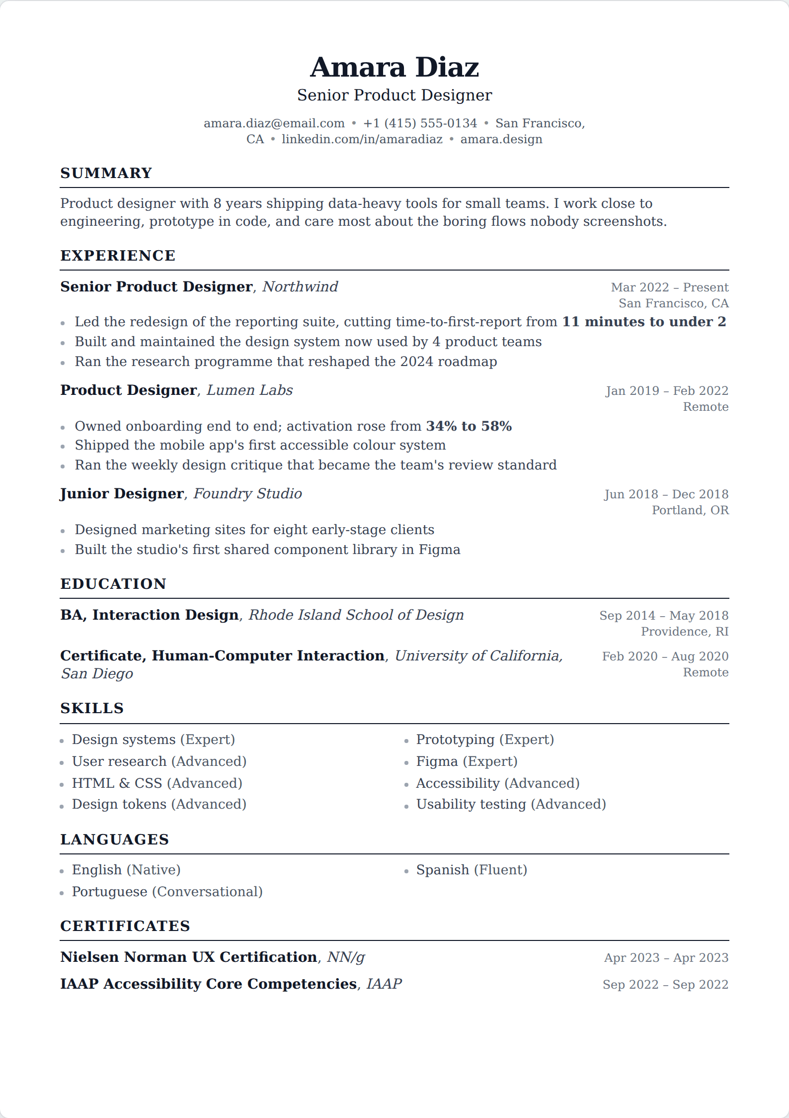 Ashford resume template