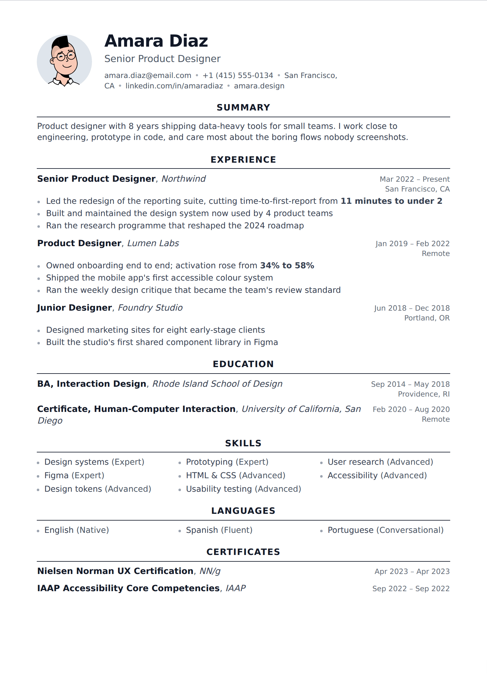 Aurora resume and CV template