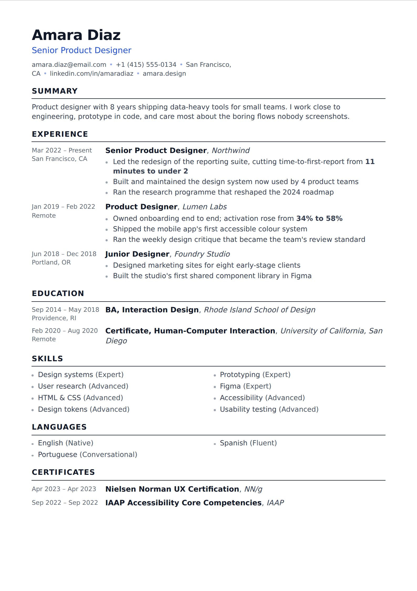 Beaufort resume and CV template